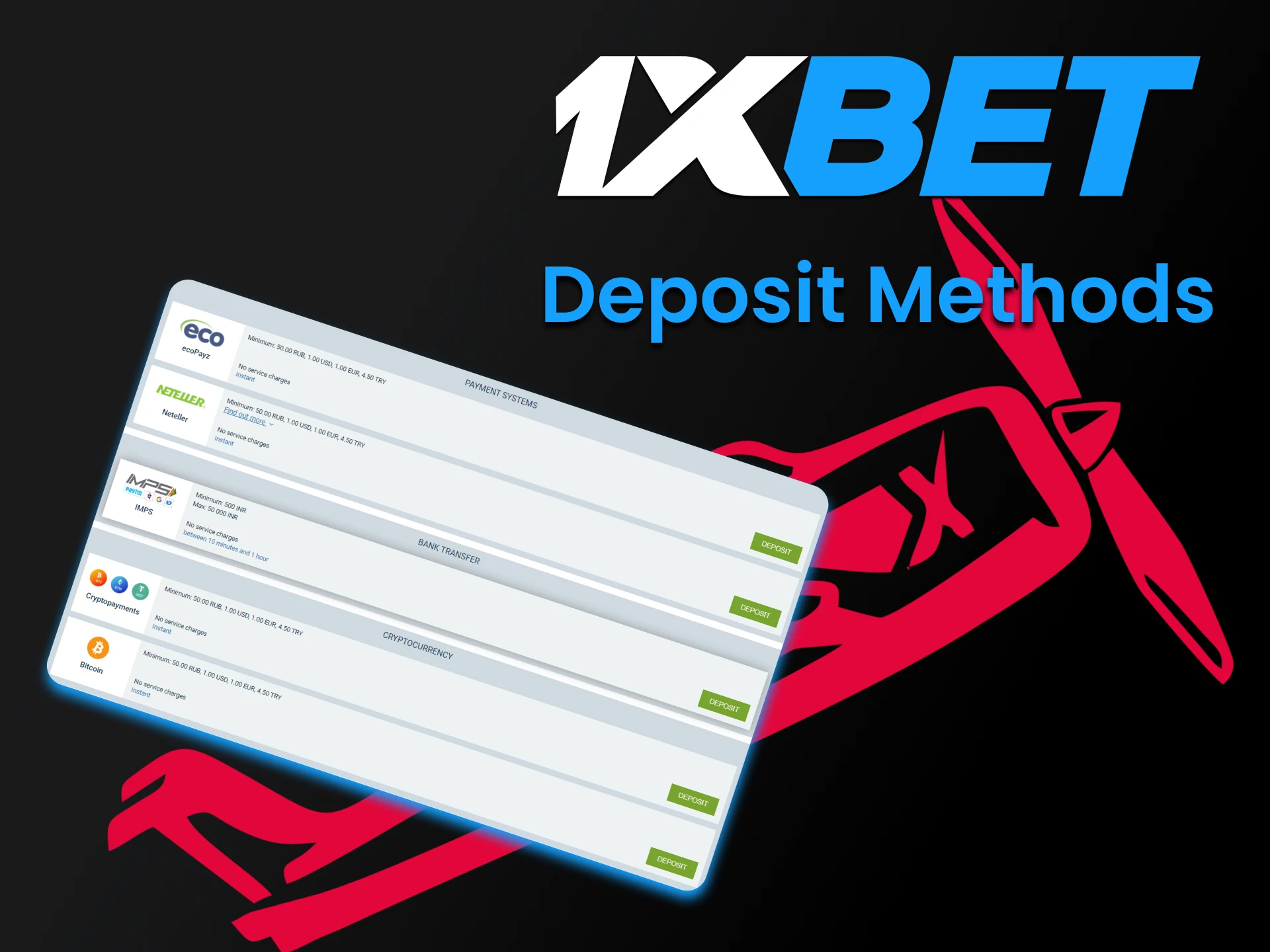 To win real money, you need to replenish funds in a convenient way from 1xbet.