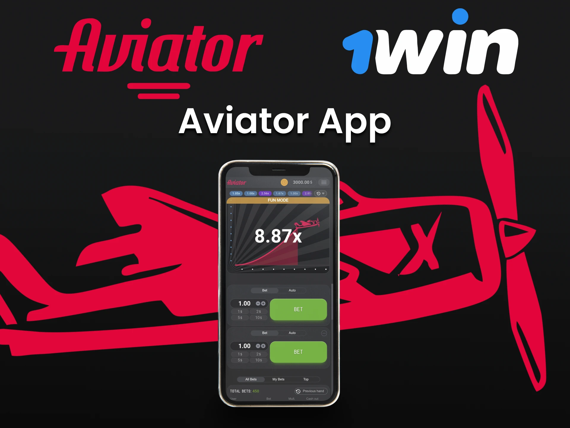 Play the Aviator game with the 1win app.