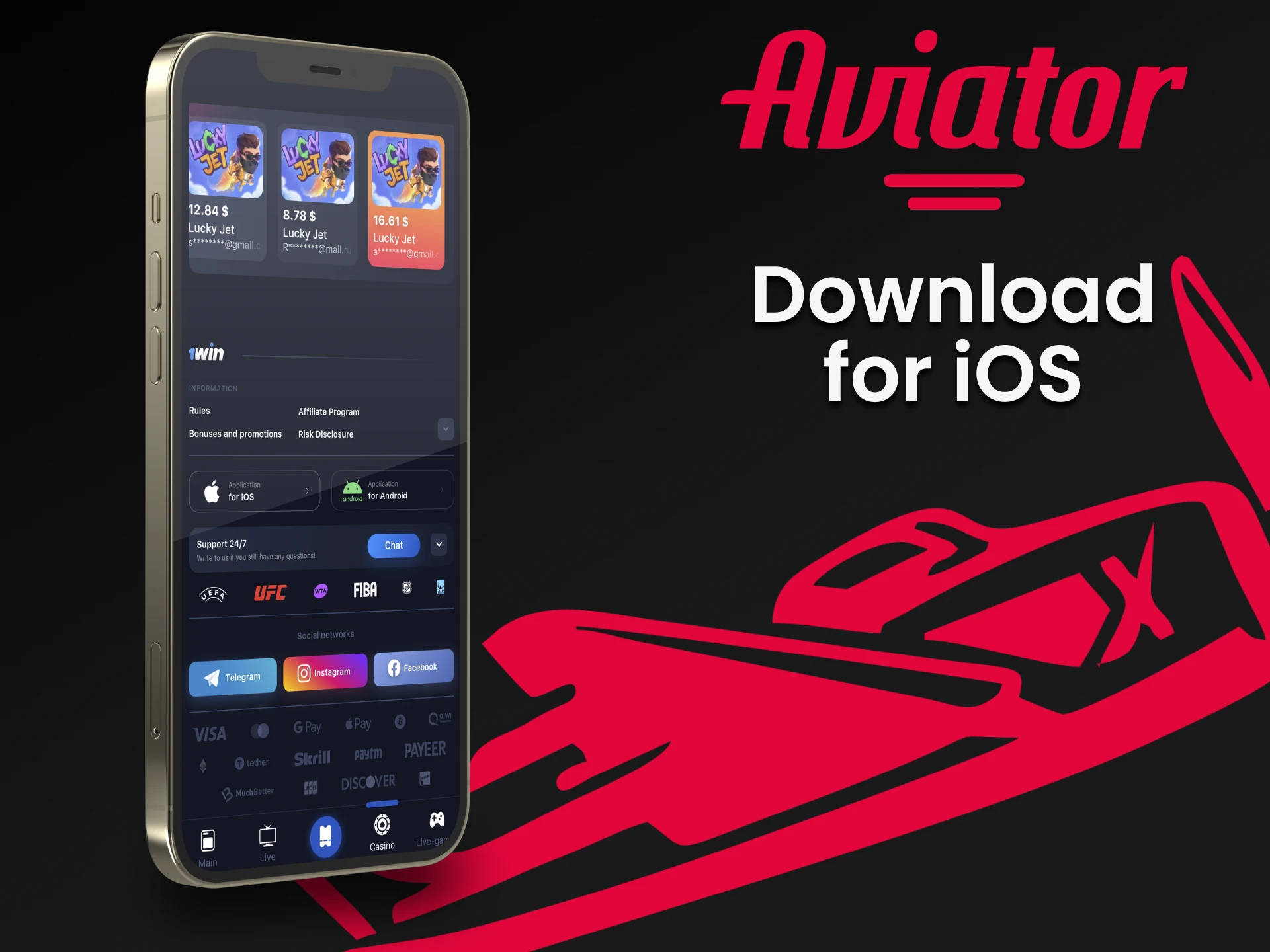 Baixe o aplicativo em seu dispositivo iOS para jogar o Aviator.