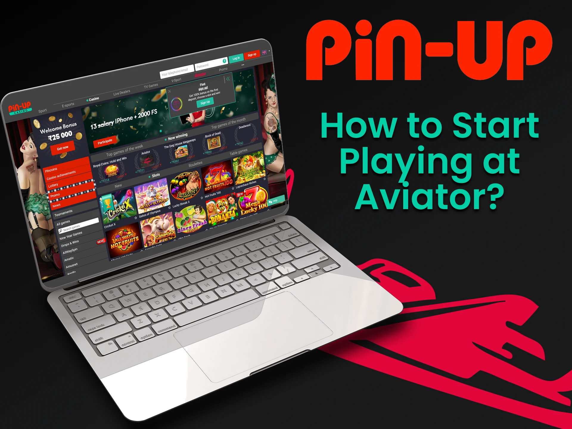 Follow a couple of simple steps to start playing Aviator and Pin Up.
