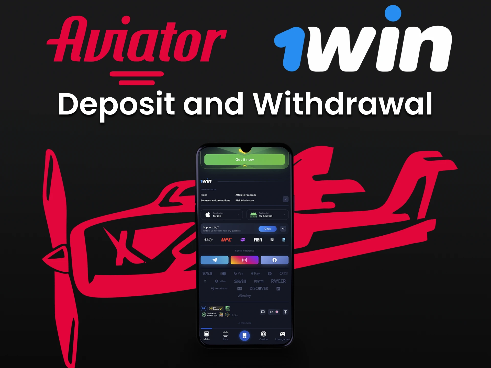 Choose a convenient way to deposit and withdraw funds from 1win.