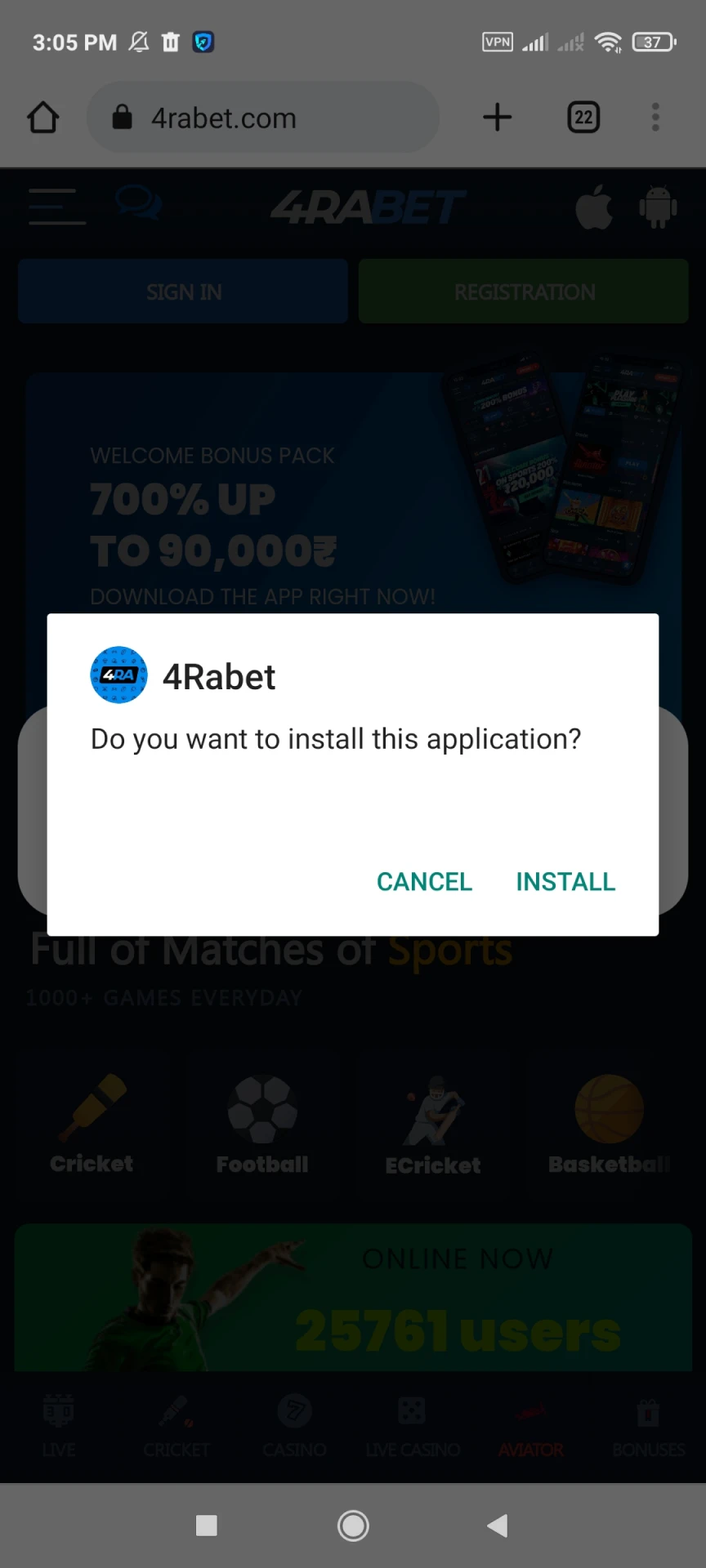 By installing the 4rabet app to play Aviator.