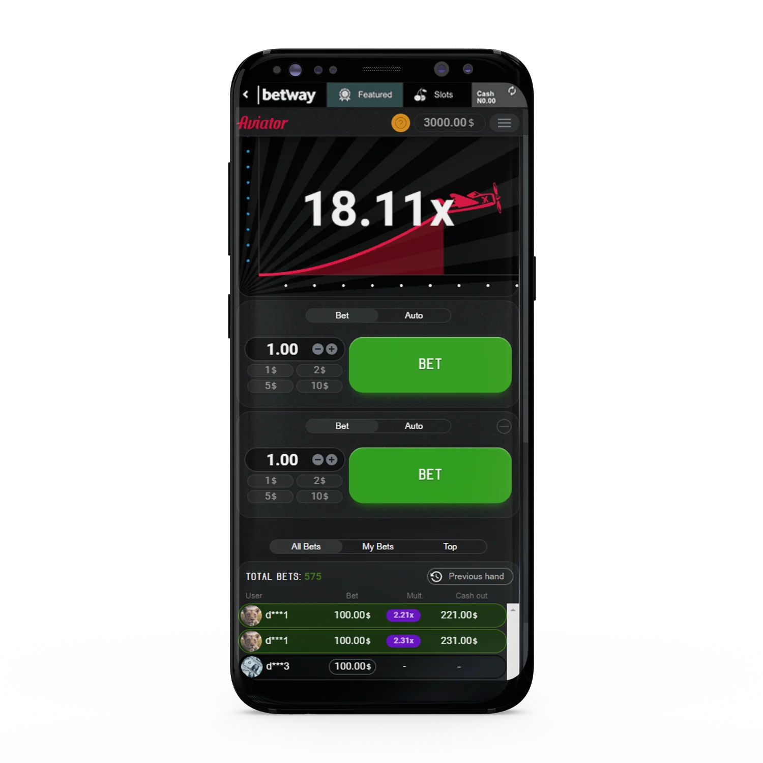The Betway mobile app supports the Aviator game for Indian users.