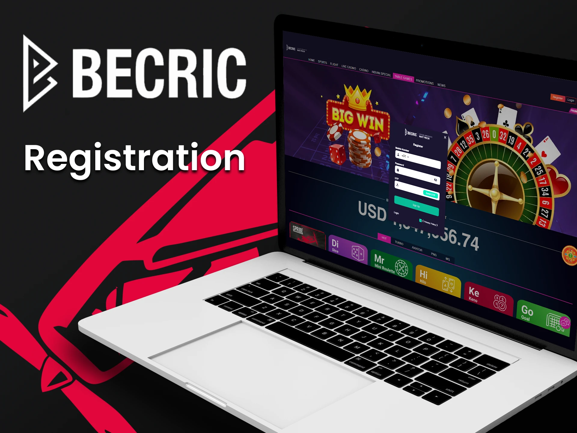 To start playing Aviator on Becric, you need to create an account.