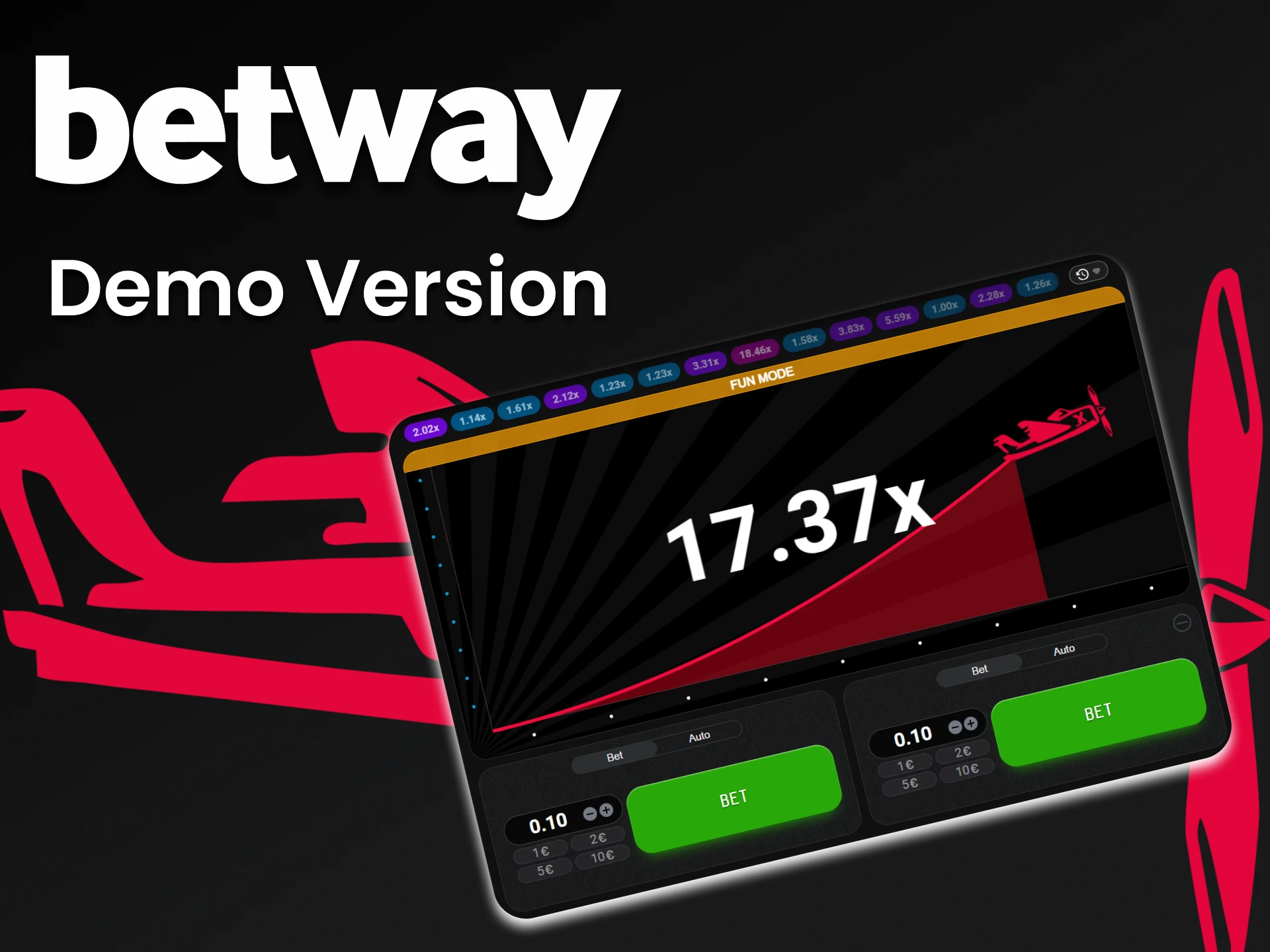 On Betway you can train in the game aviator in a special version.