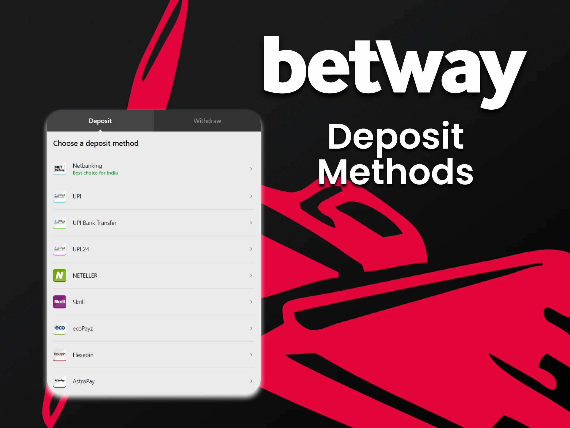 Betway provides a variety of deposit options for playing Aviator.