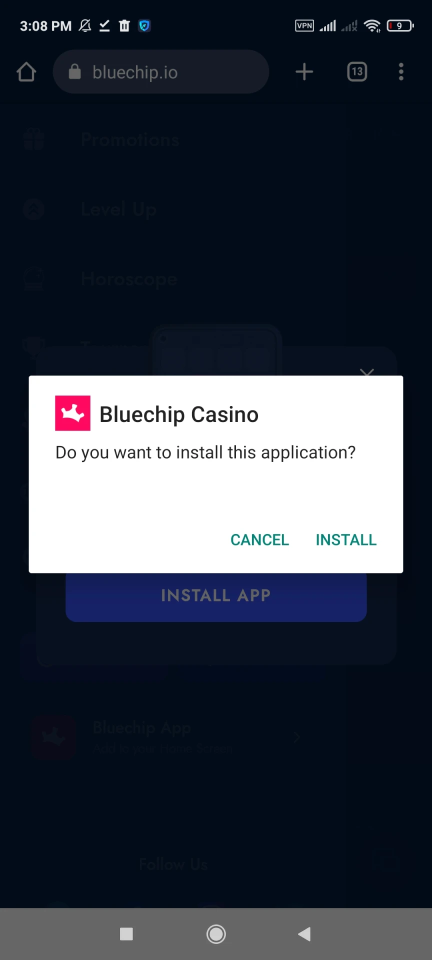 Install the Bluechip app on your smartphone.