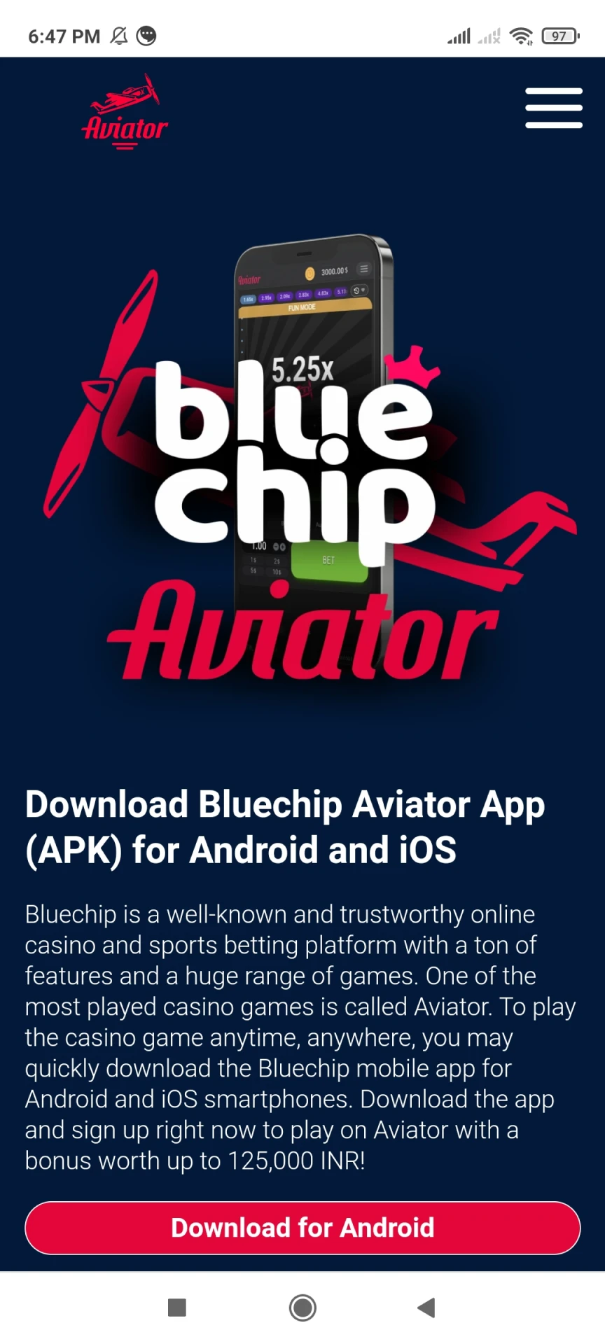 Follow the link to download the Bluechip app.