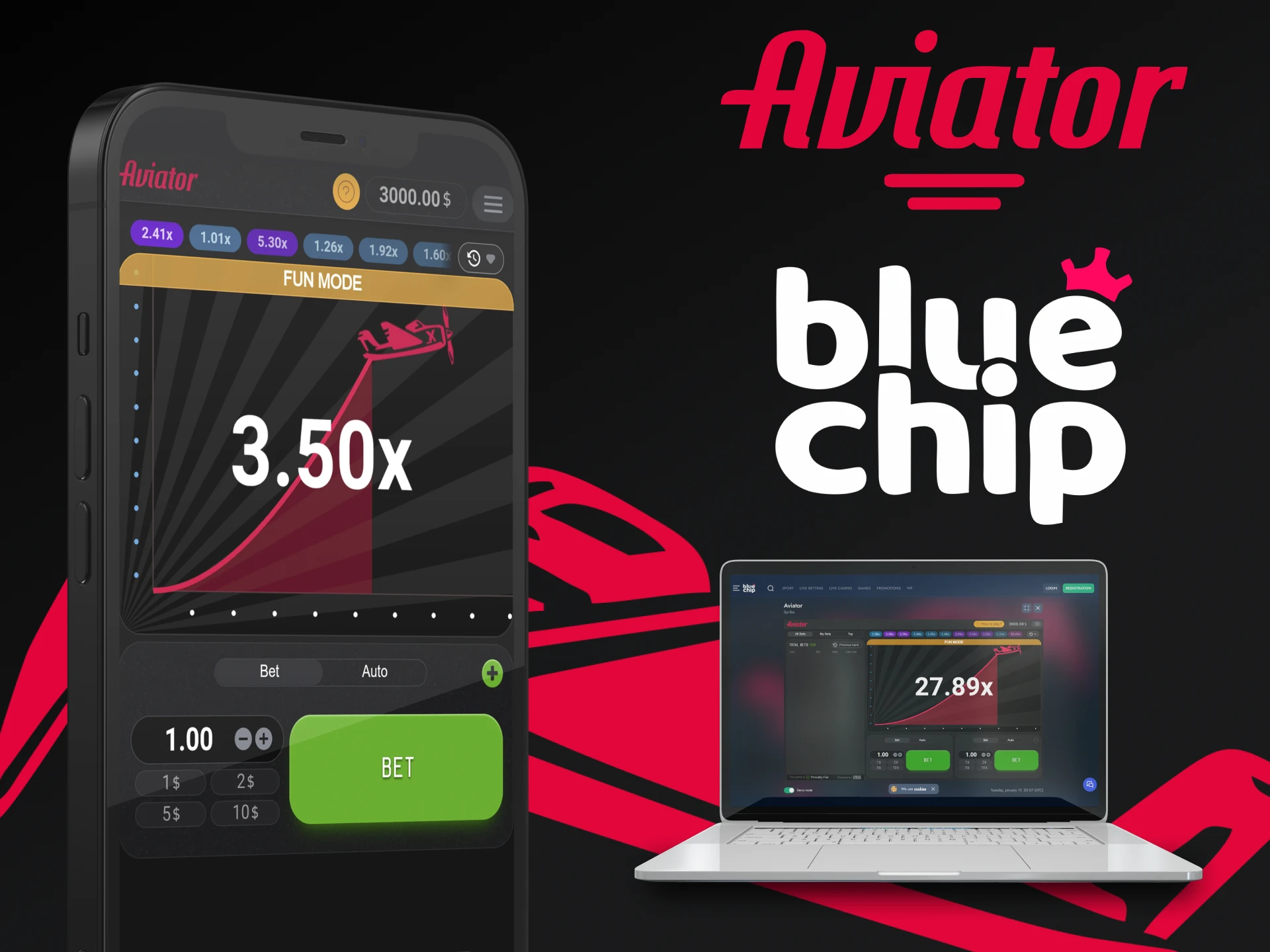 You can also play Aviator by Bluechip through your smartphone.