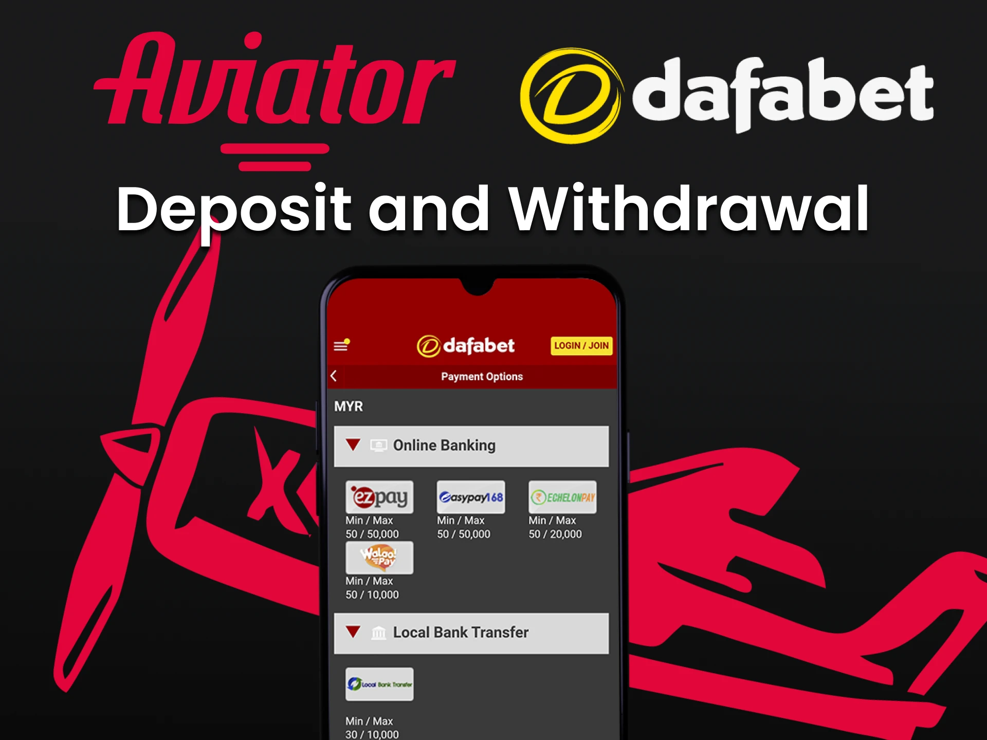 To play Aviator, use the deposit methods from Dafabet.