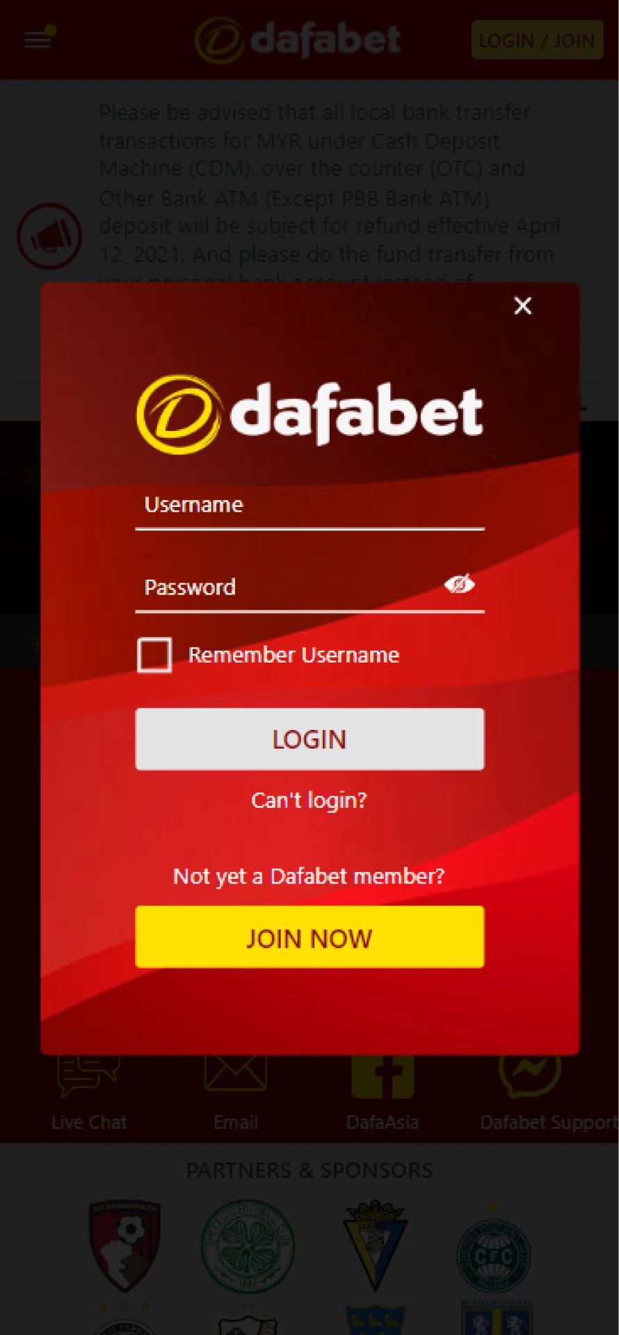 Create an account on Dafabet to play Aviator.