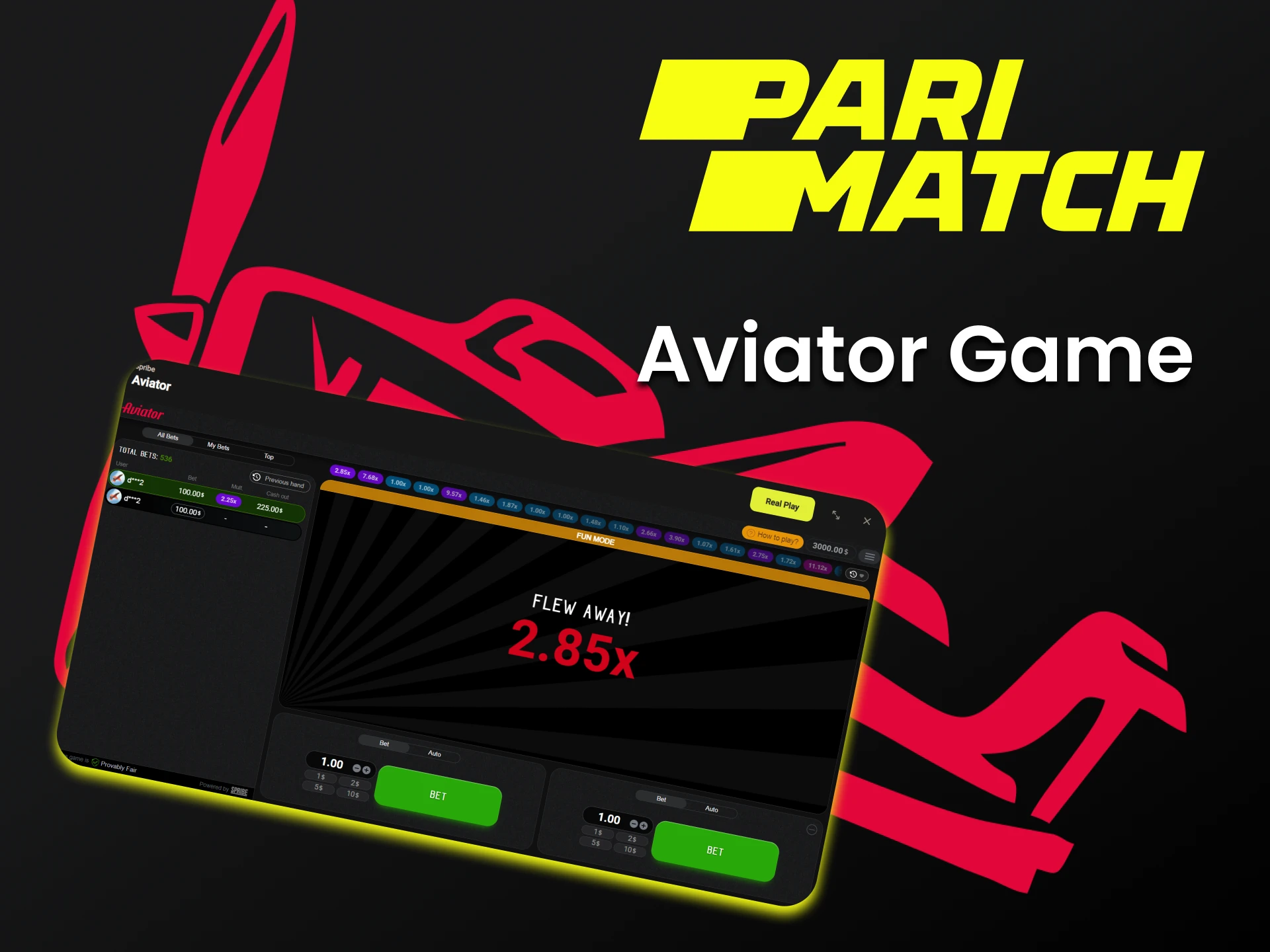 Na plataforma Parimatch, você pode experimentar o jogo Aviator.