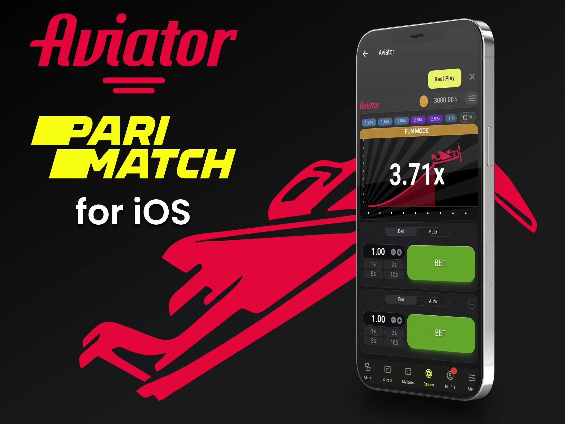 Play Aviator by Parimatch on your iOS device.
