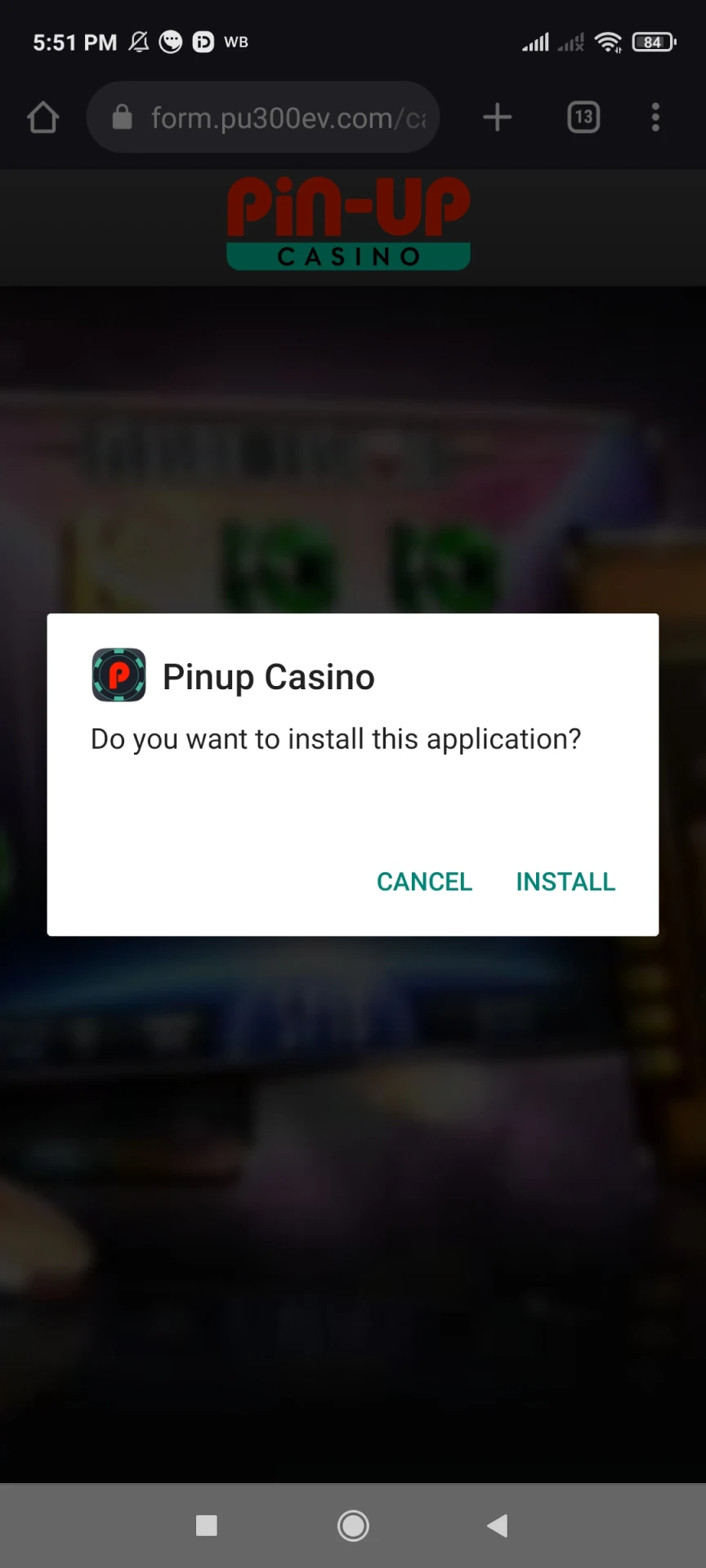 Instale o aplicativo Pin Up em seu smartphone.
