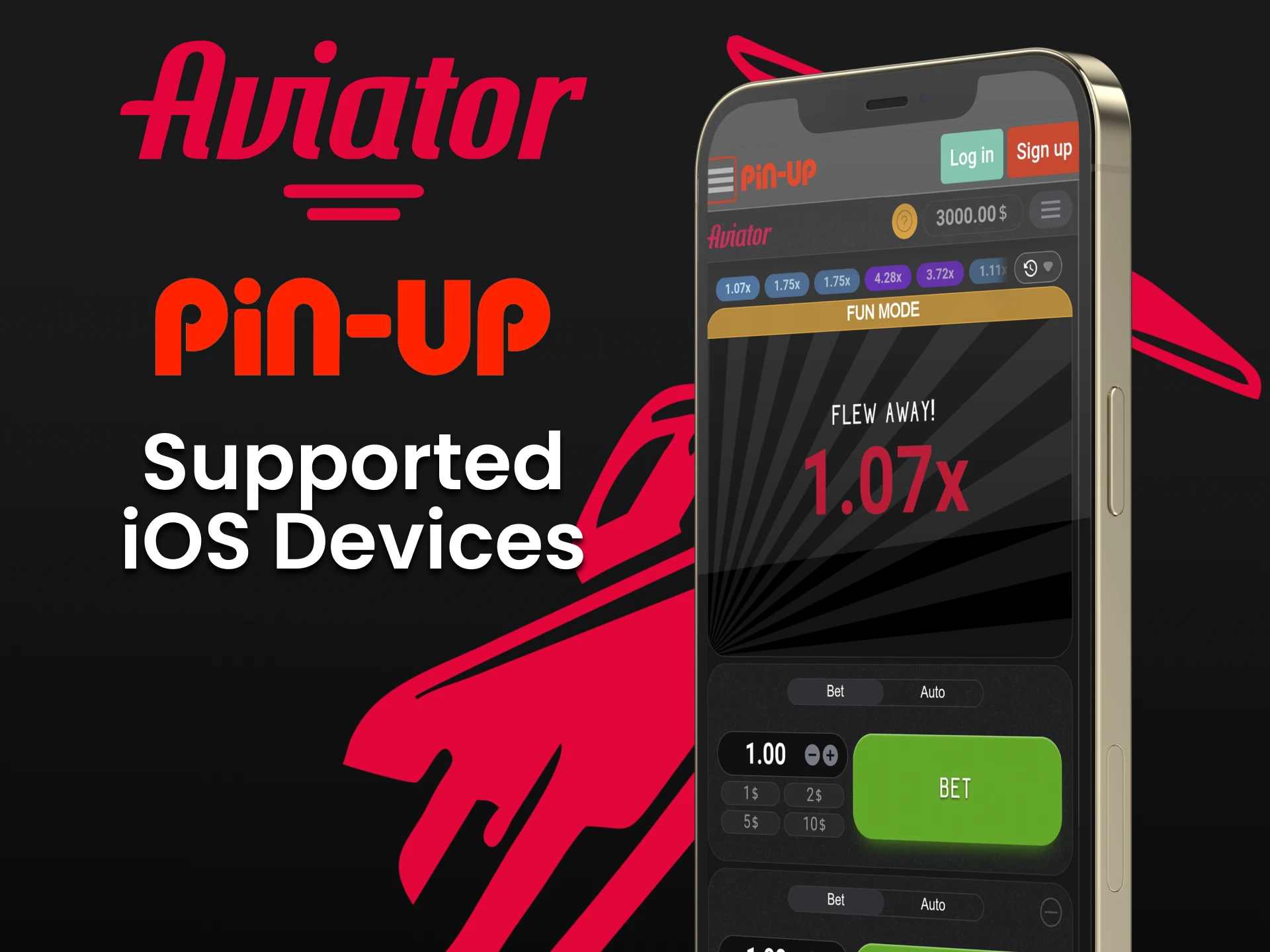 Jogue Aviator da Pin Up em dispositivos iOS.