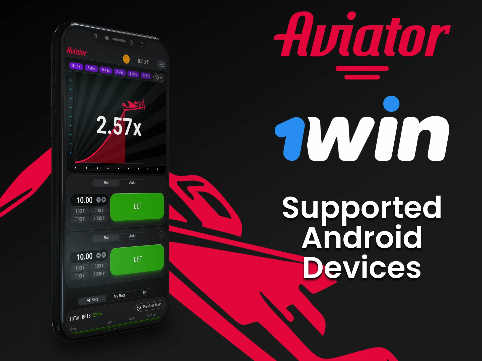 Jogue Aviator através do aplicativo 1win em seu dispositivo Android.