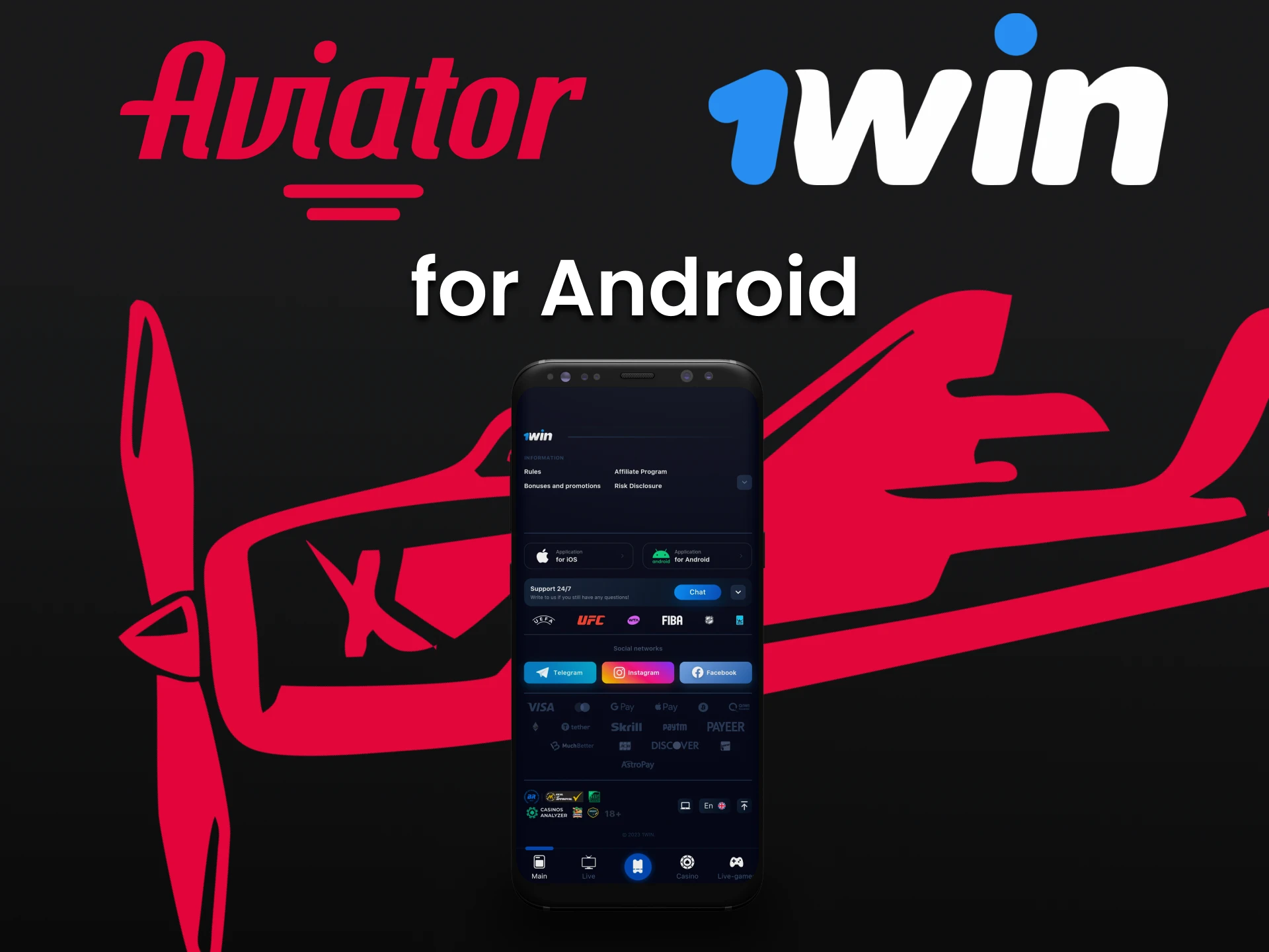 Faça o download do aplicativo 1win para jogar o Aviator.