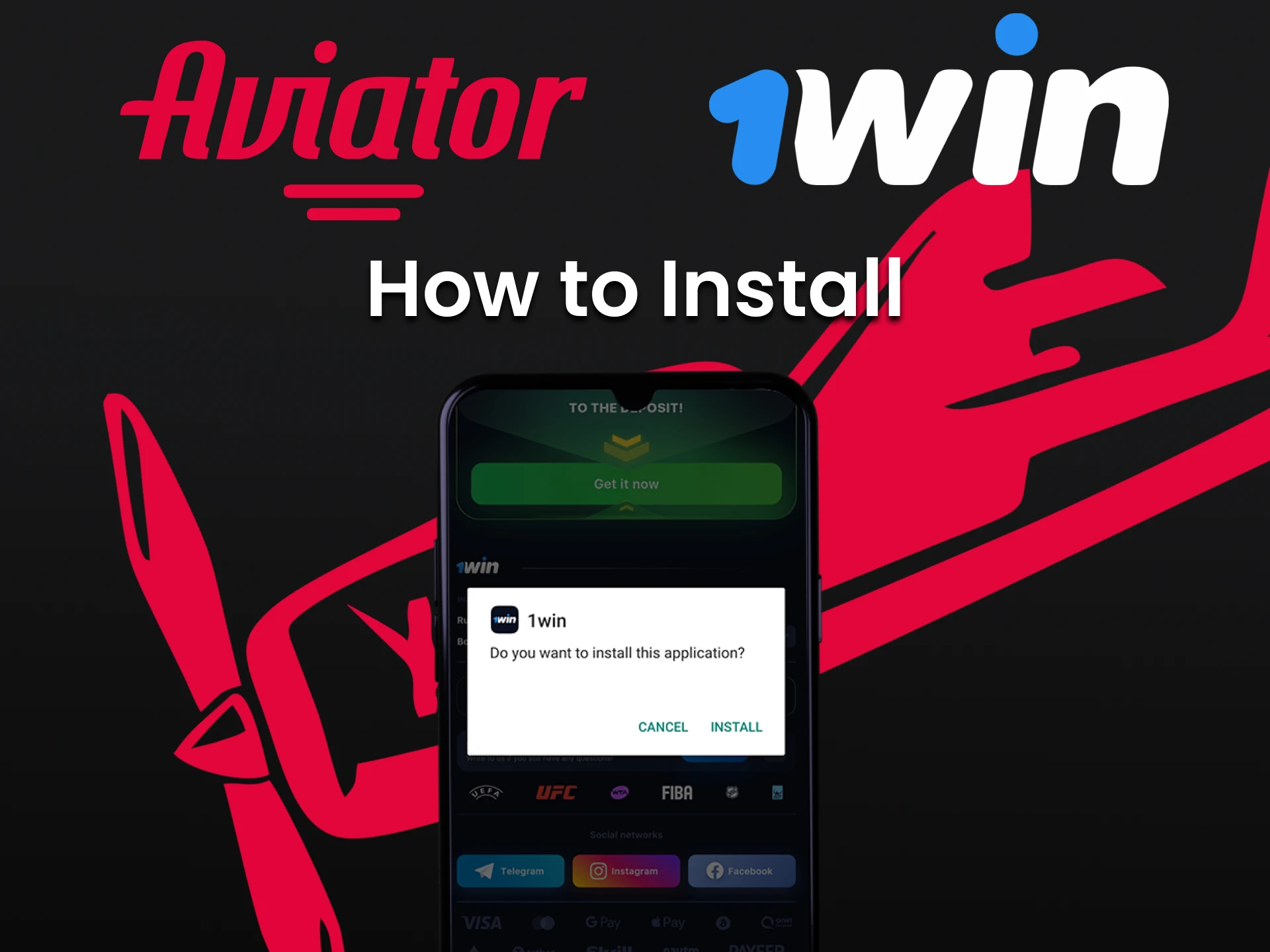 Siga o processo de instalação do aplicativo 1win para jogar o Aviator.