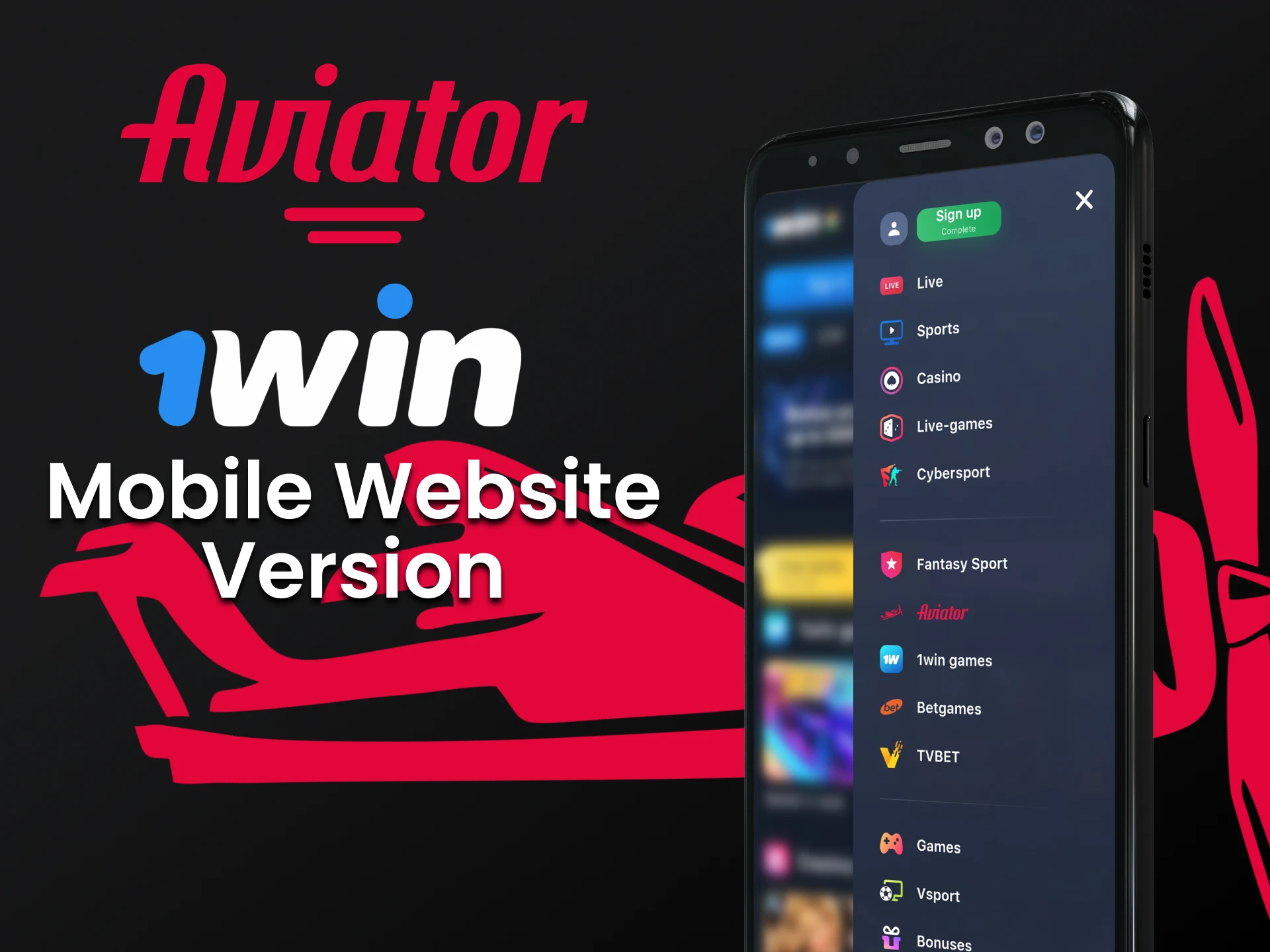 Play Aviator through your smartphone at 1win.