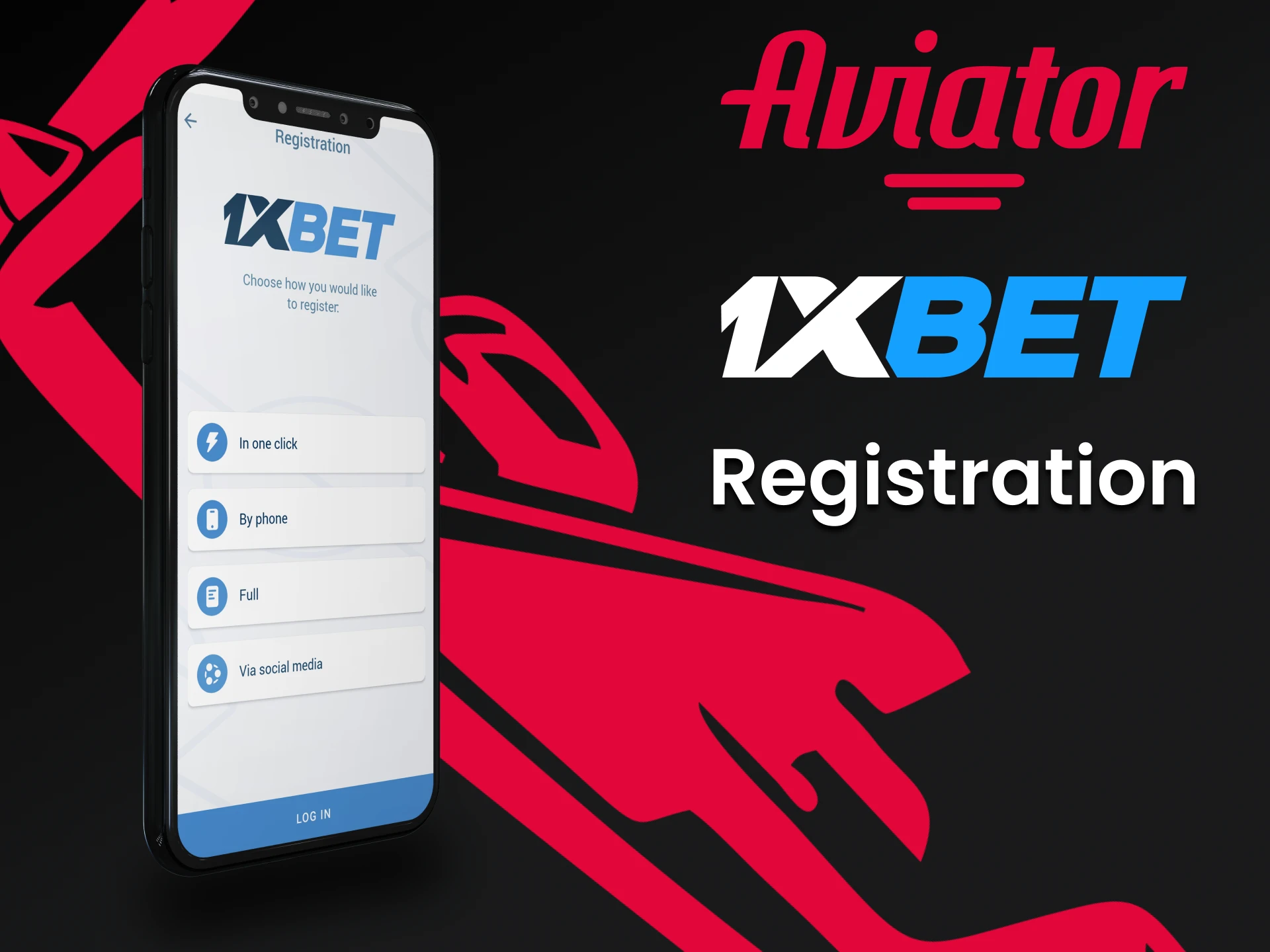 Create an account to play Aviator at 1xbet.