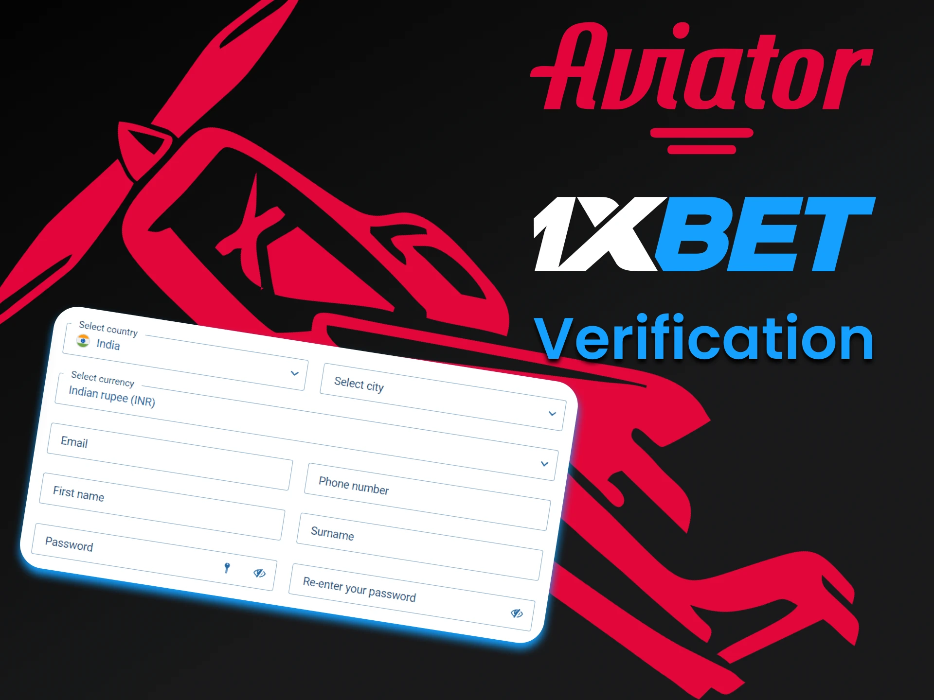 Enter certain data to play Aviator at 1xbet.