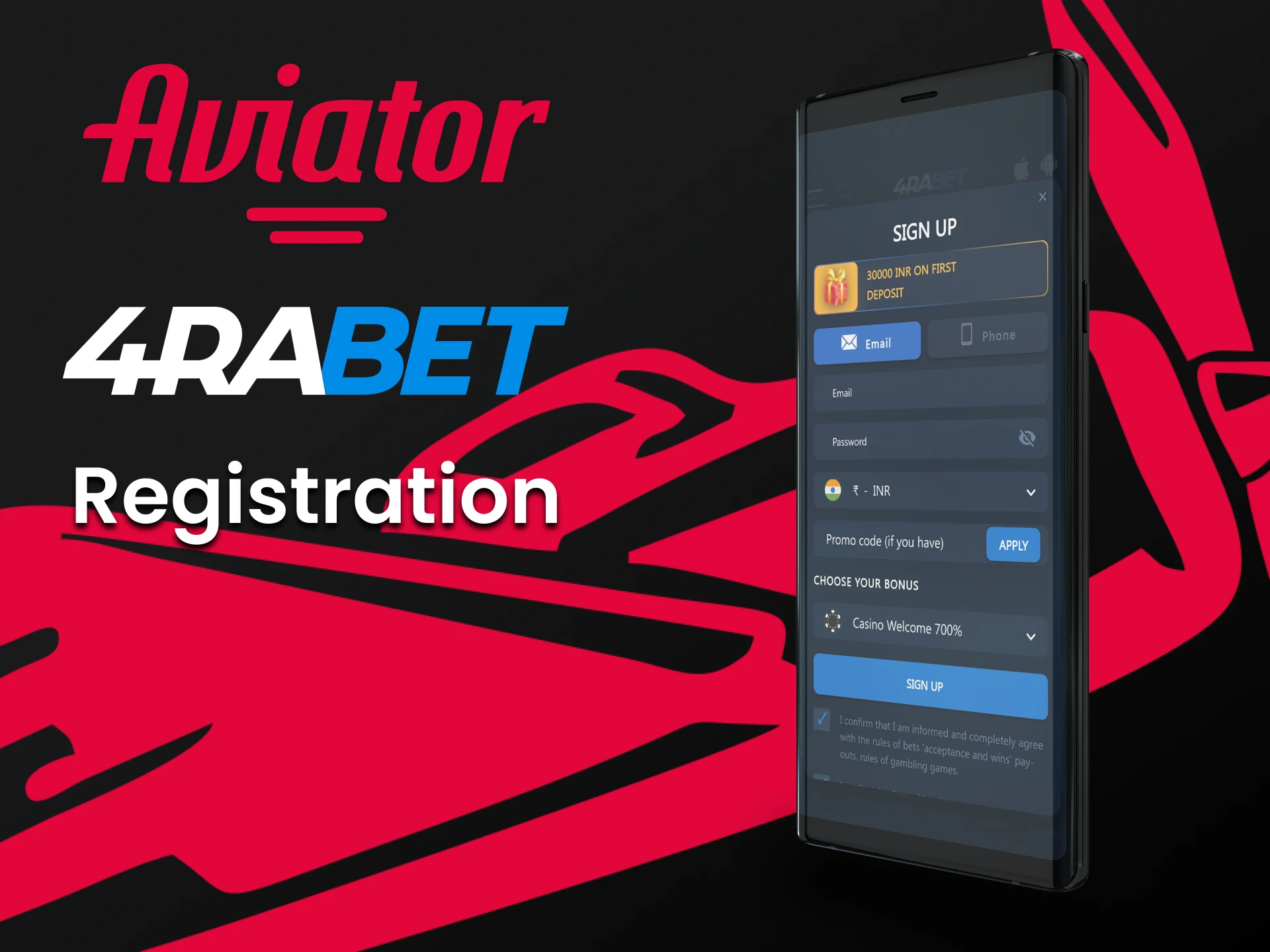 Create a 4rabet account to play Aviator.