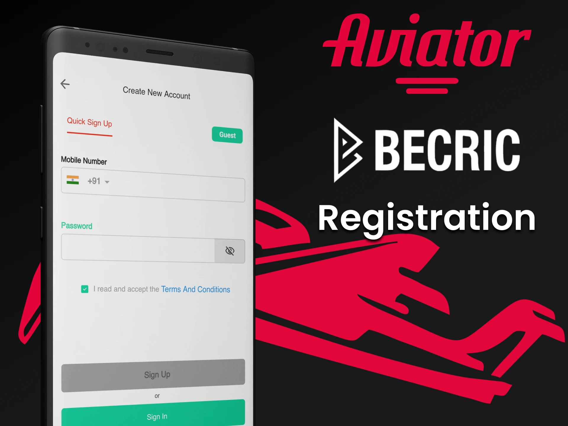 To start playing Aviator you need to create an account on Becric.