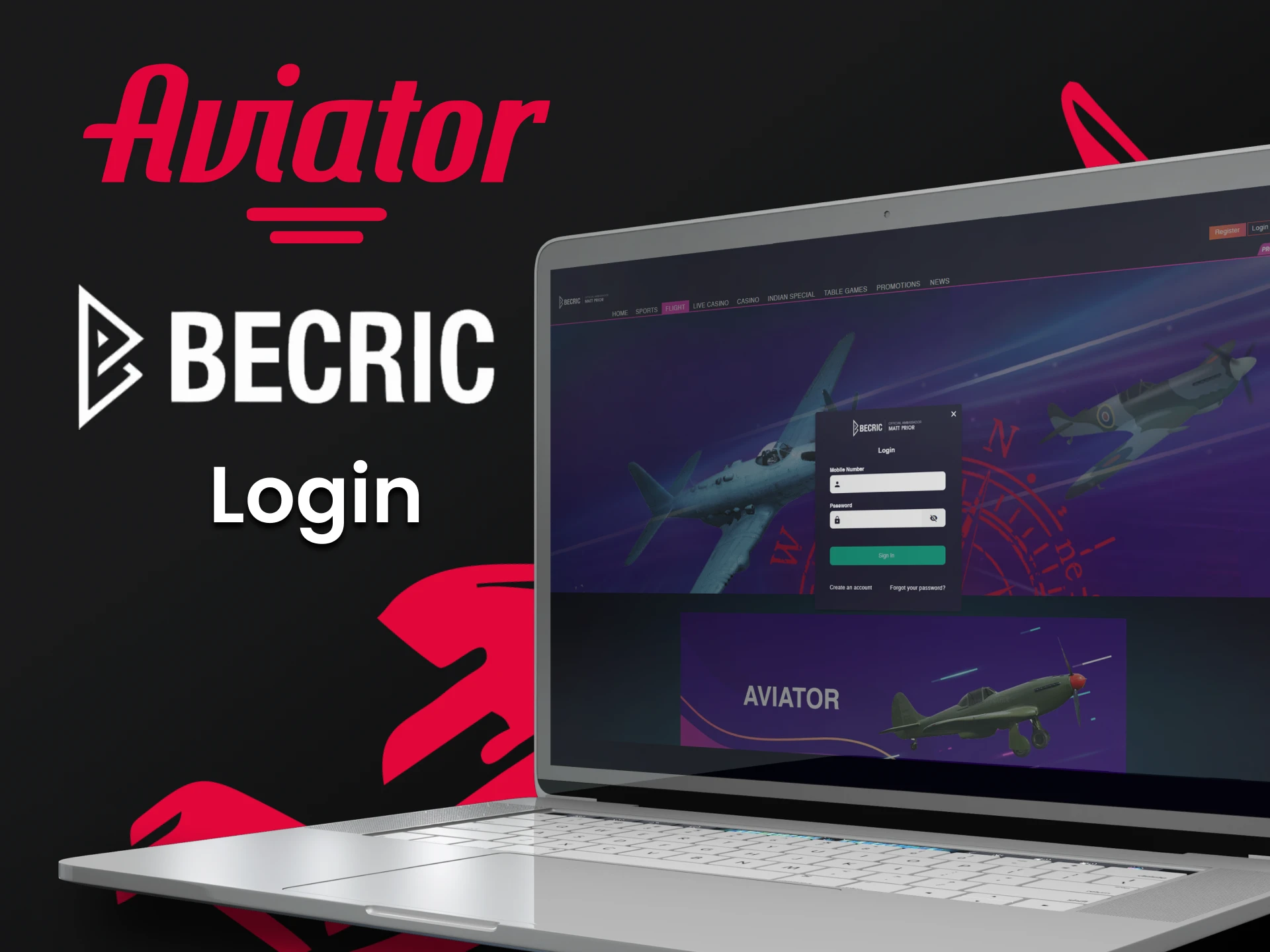 To start playing Aviator, you need to log in to your personal Becric account.