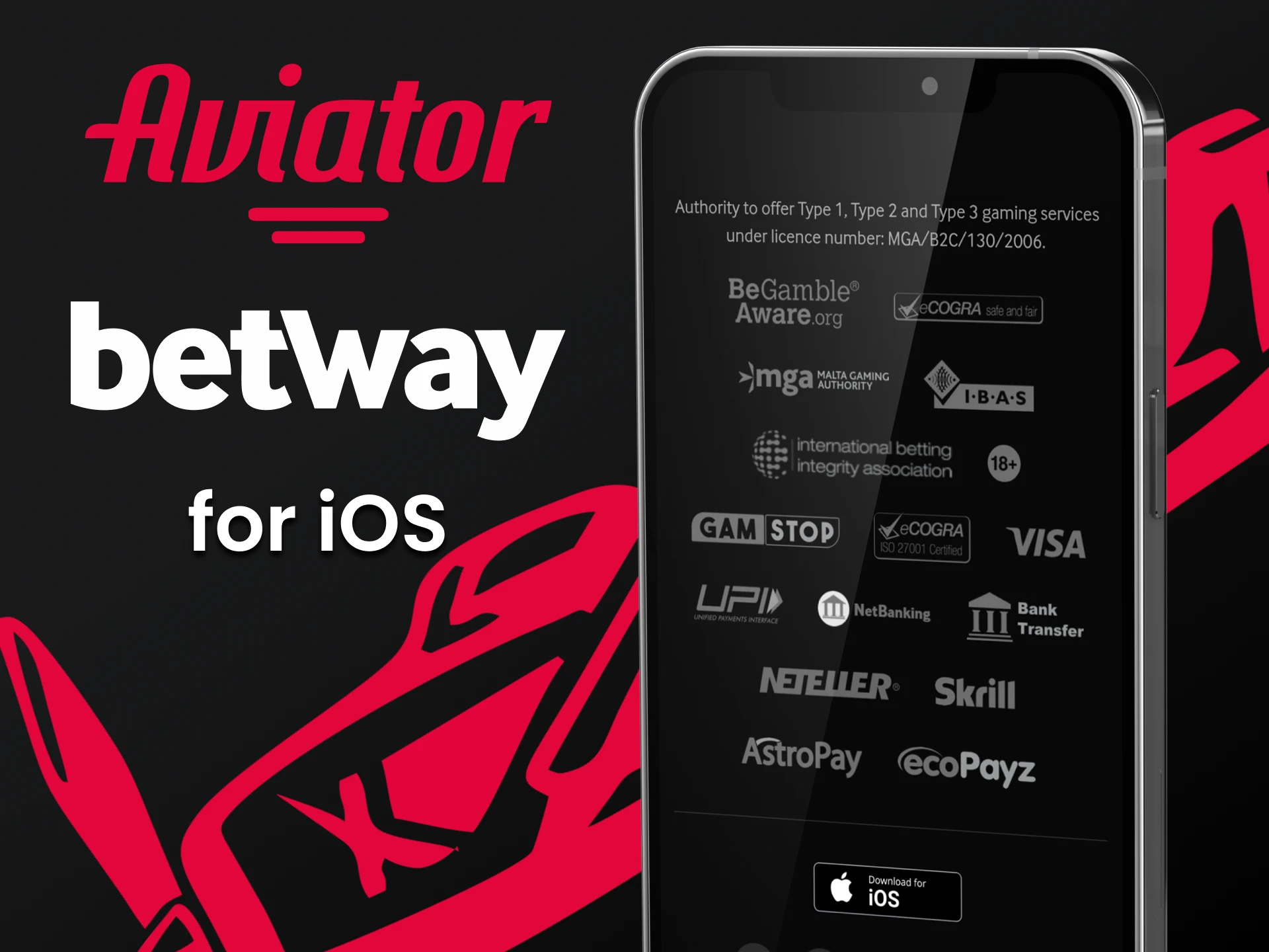 Jogue Aviator através do aplicativo Betway iOS.