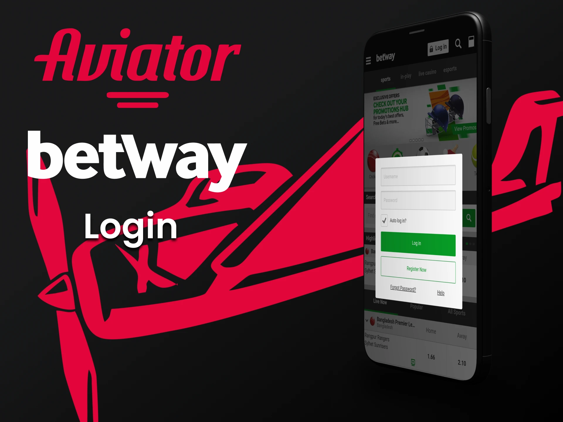 Para começar a jogar Aviator na Betway, faça o login em sua conta.