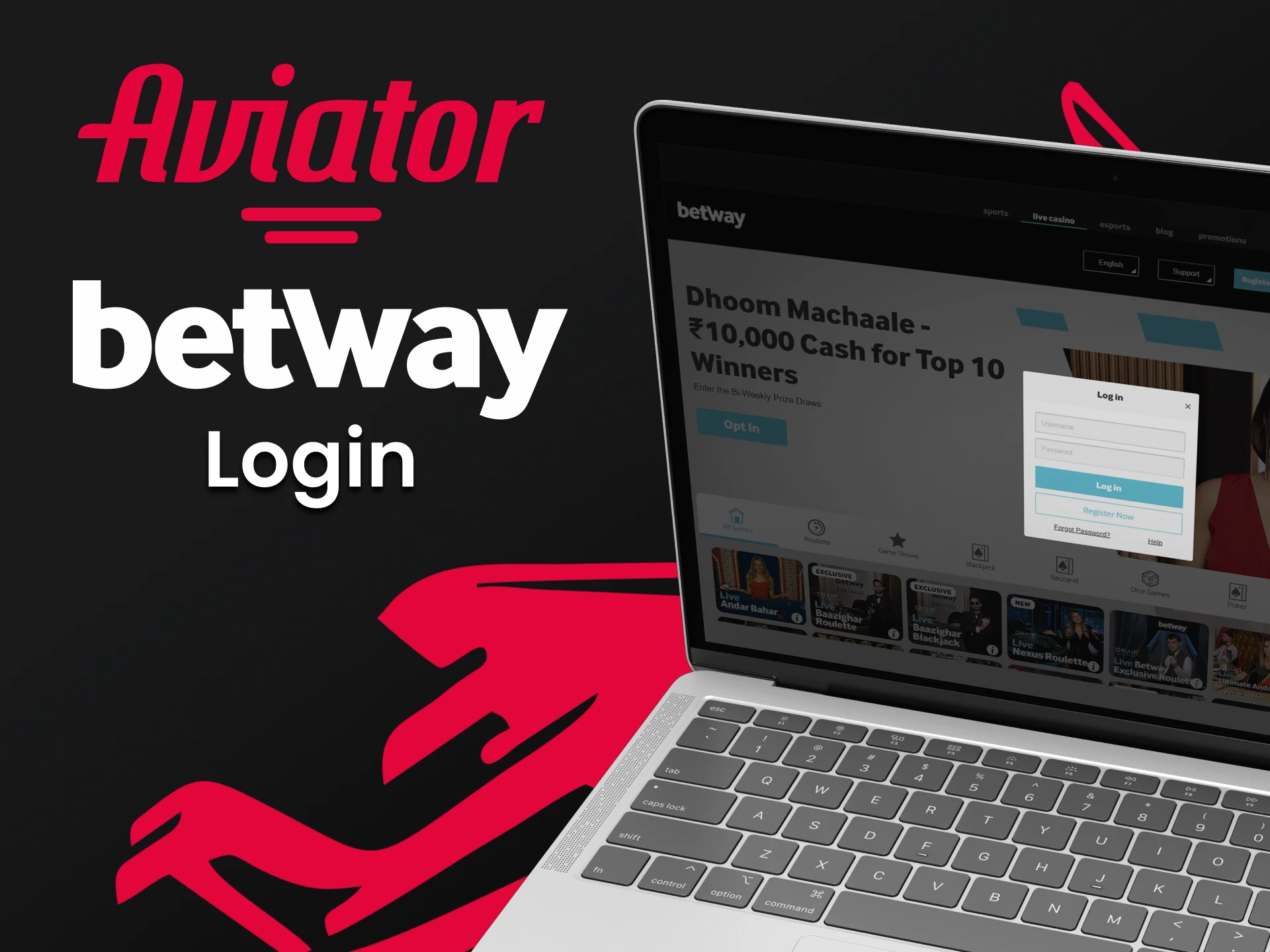 Sign in to your Betway account to play Aviator.