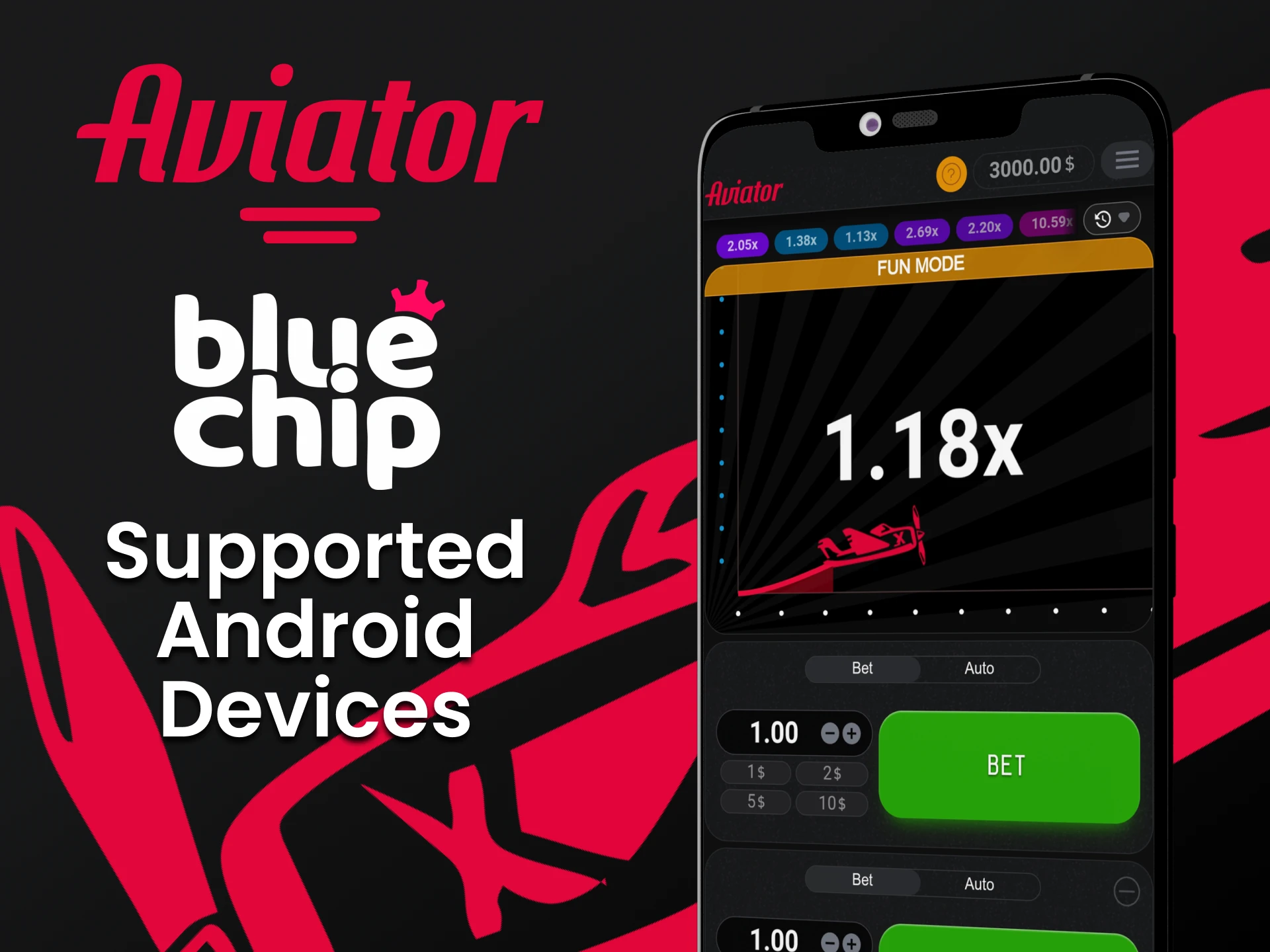 Play Aviator through the Bluechip app on your android device.