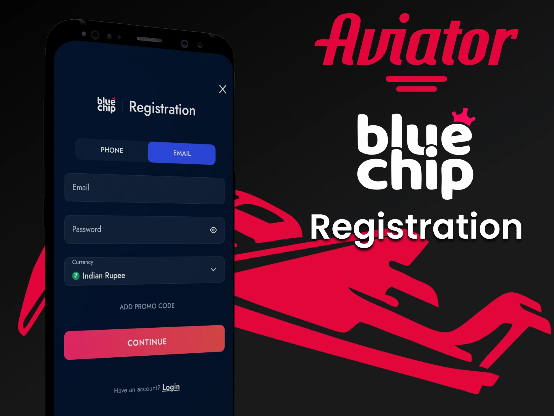 To start playing Aviator on Bluechip, create an account.