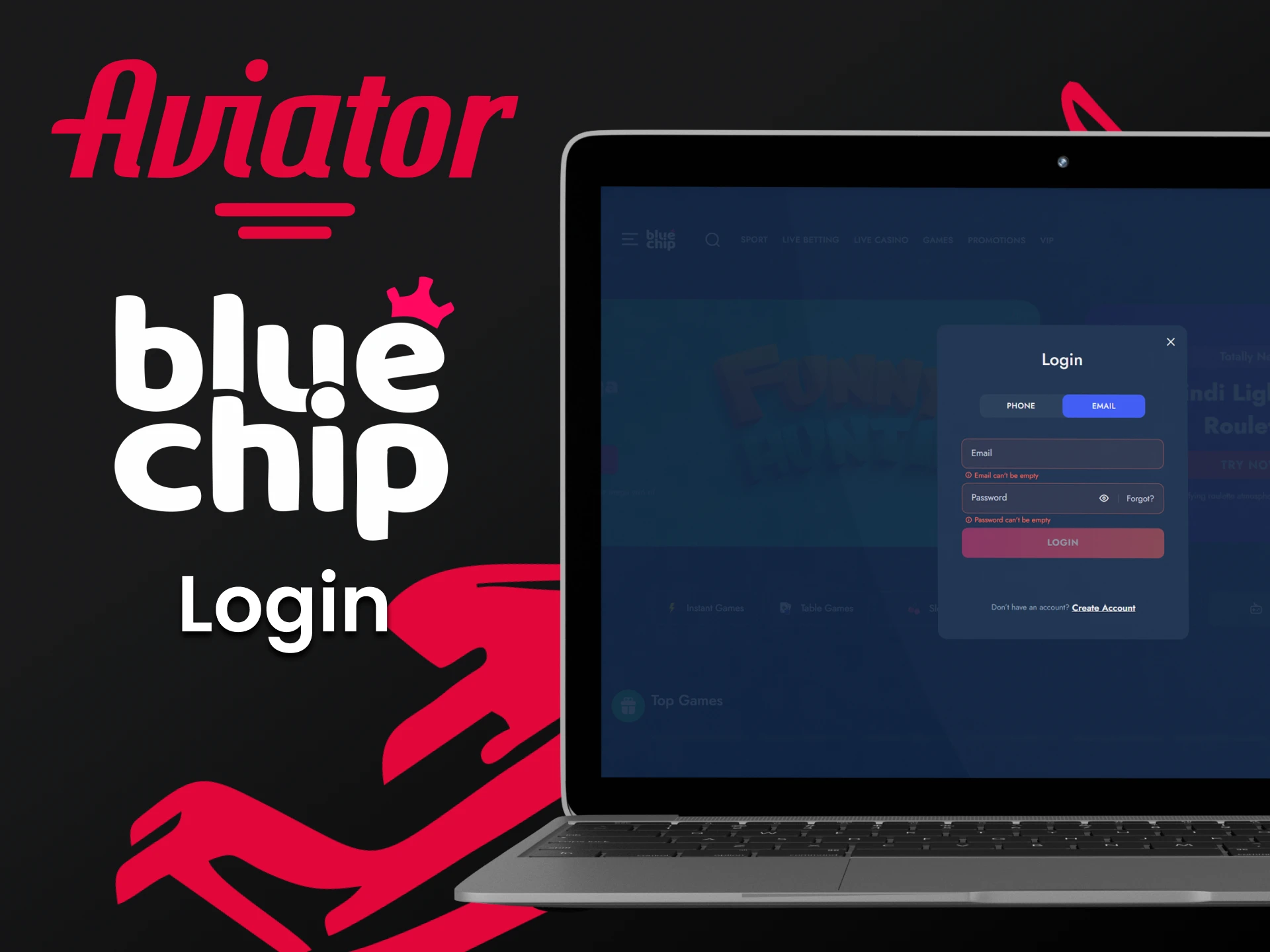 Use your account to play Aviator by Bluechip.