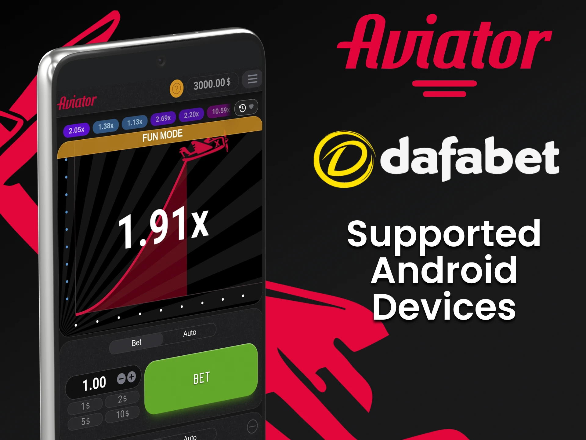 Jogue Aviator na Dafabet através do seu dispositivo Android.