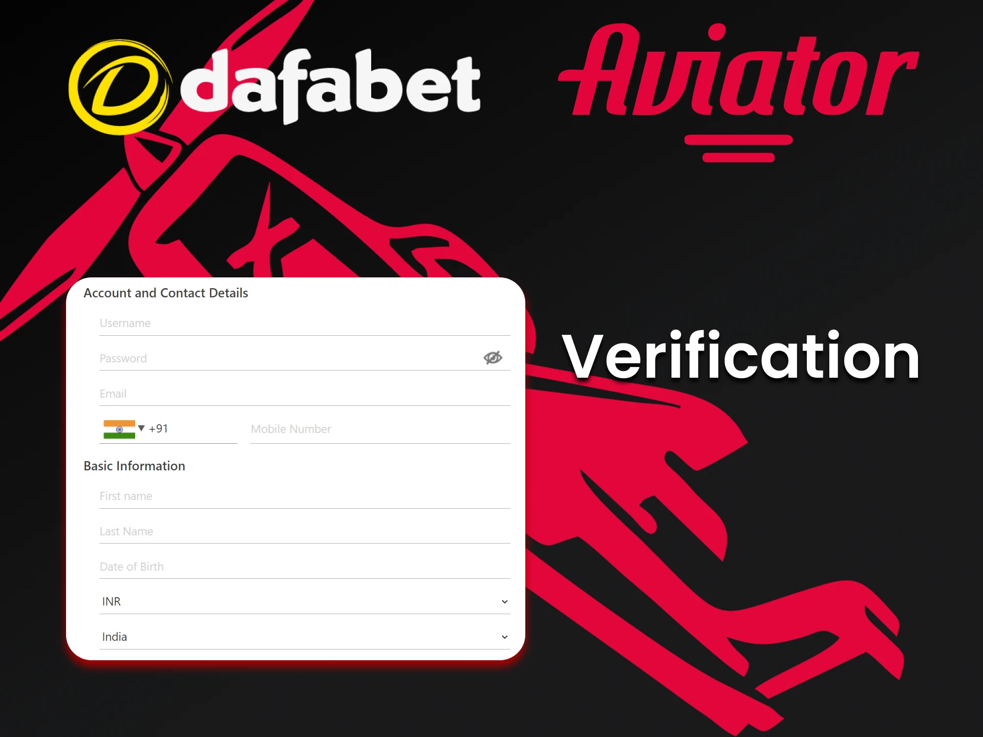 Fill in the required data on Dafabet to play Aviator.