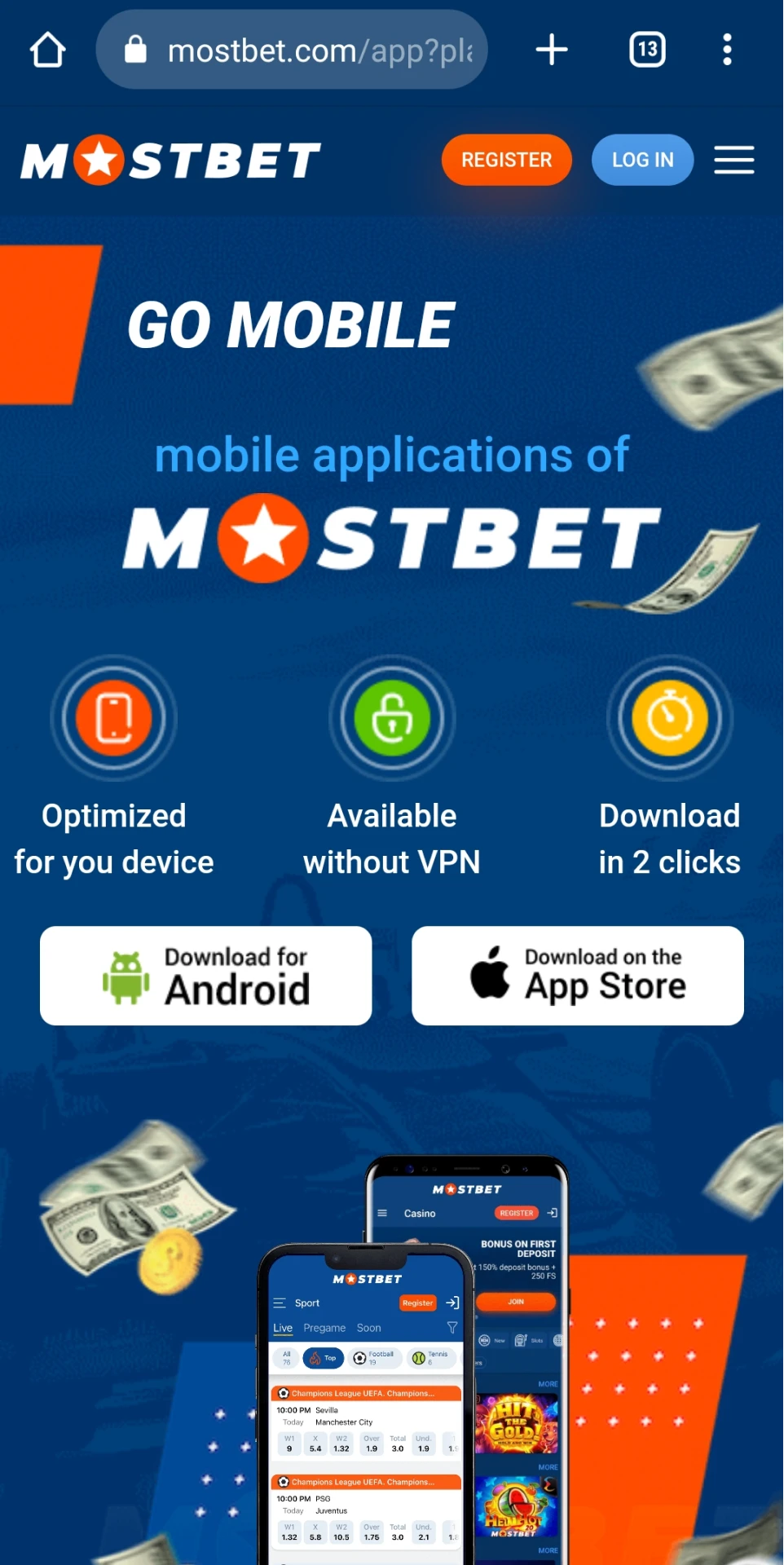 Download the Mostbet application to play Aviator on your android device.