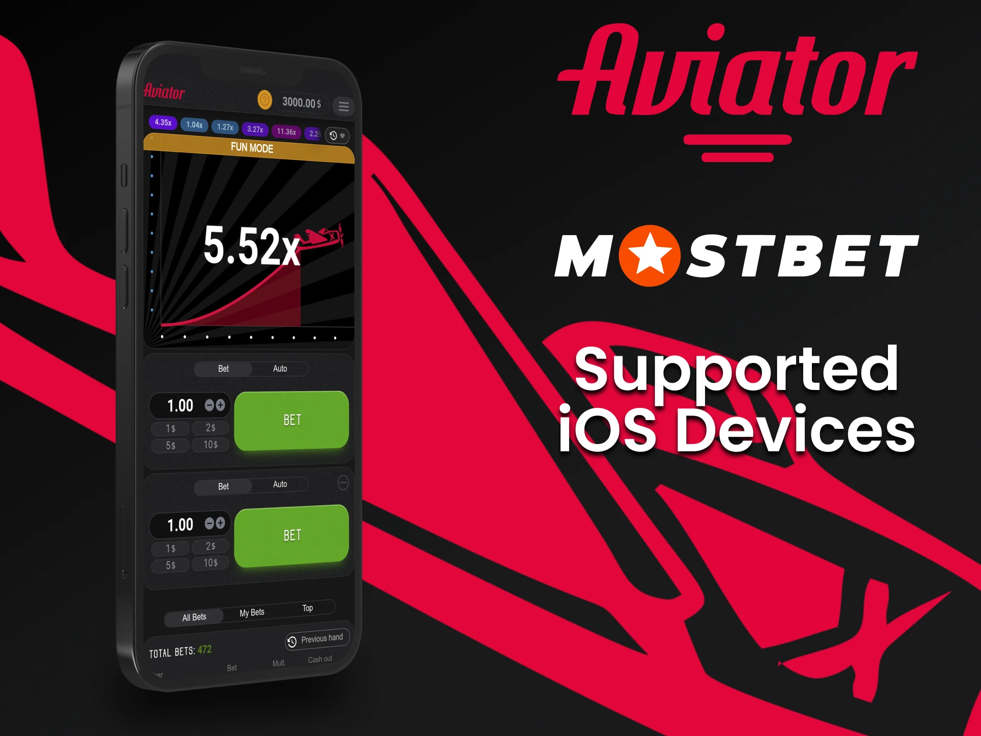 To play Aviator from Mostbet choose your ios device.