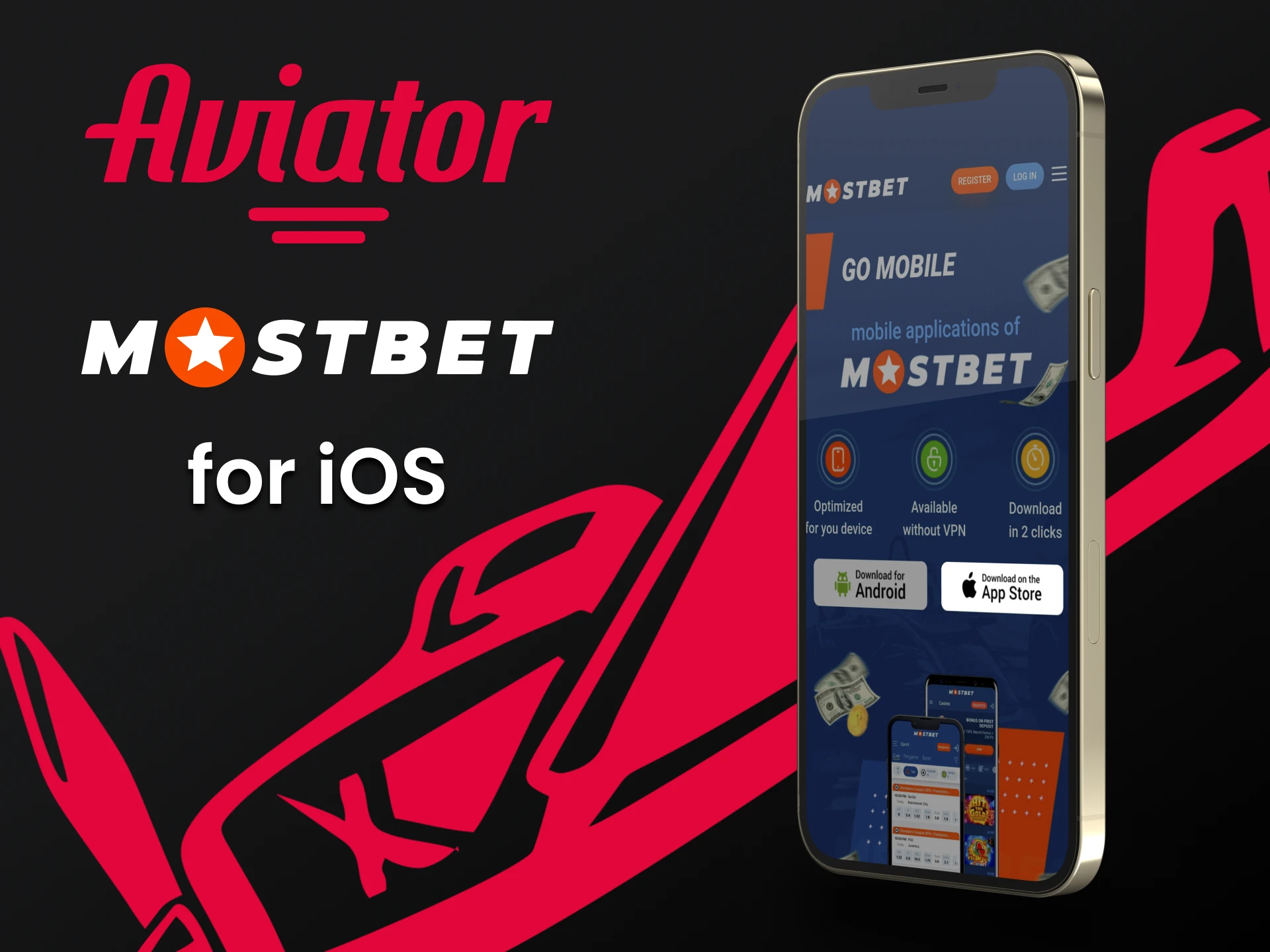 Jogue Aviator através do aplicativo Mostbet iOS.