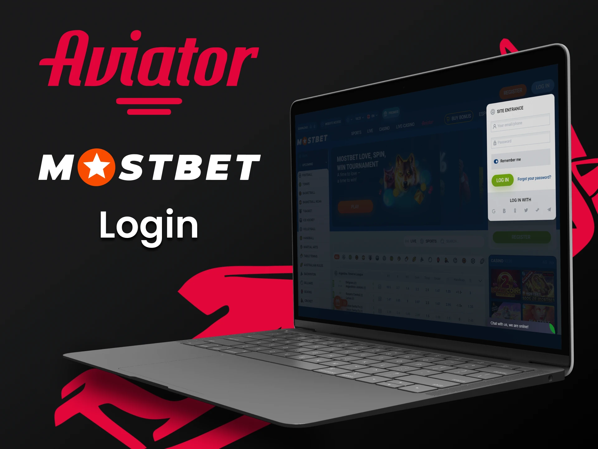 Login to your personal account to start playing Aviator on Mostbet.