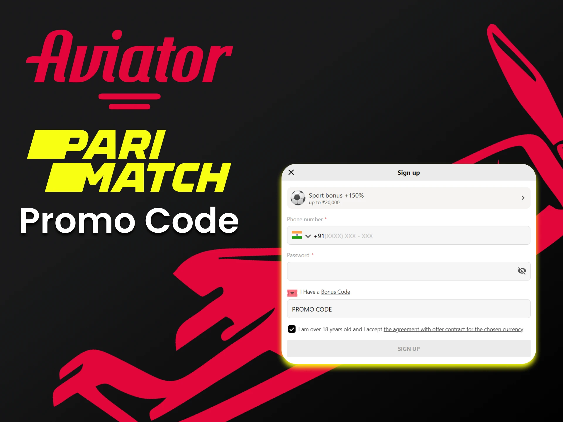 Use um código especial para receber um bônus da Parimatch.