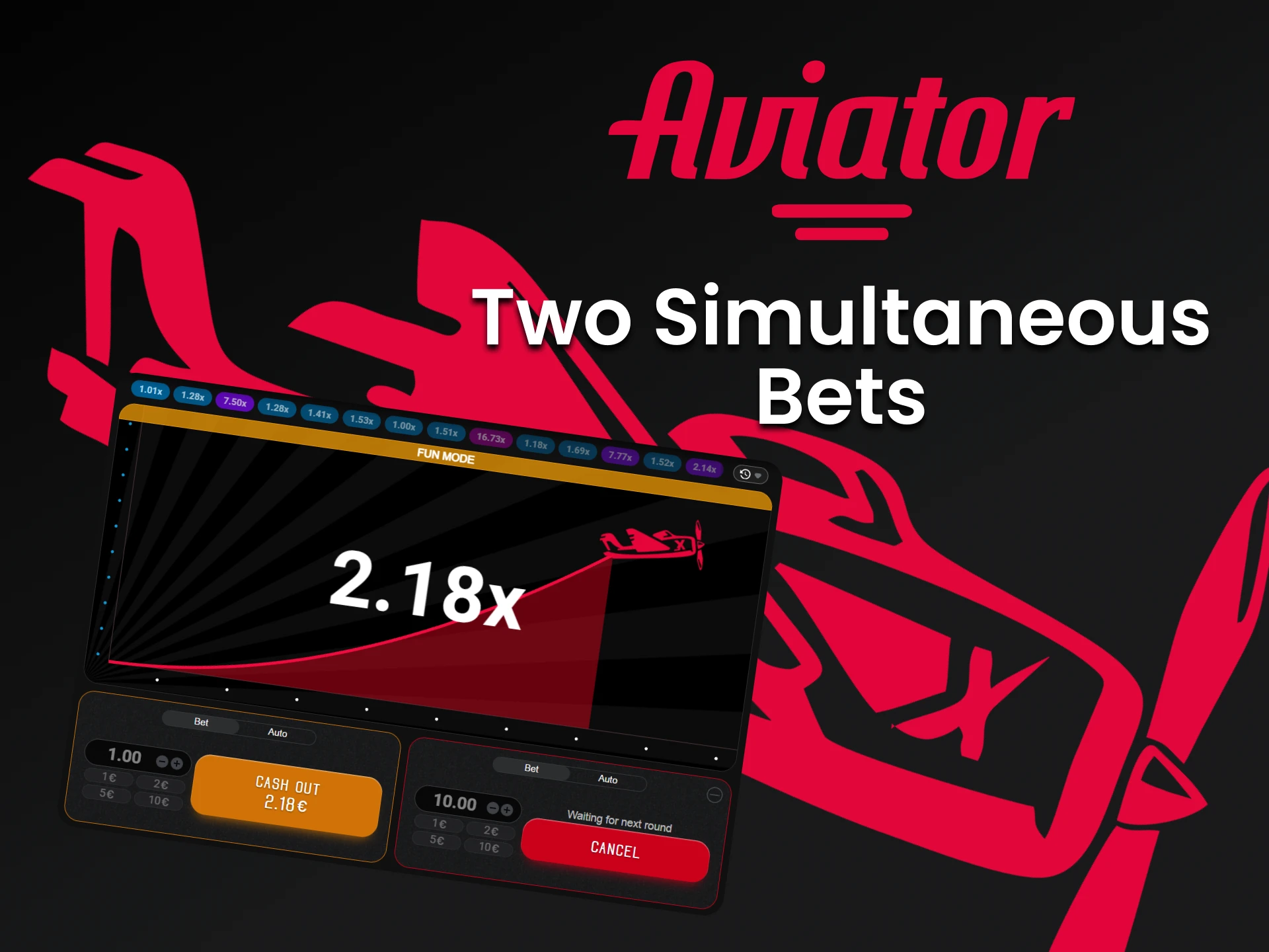 Make two bets in the Aviator game to increase your chance of winning.