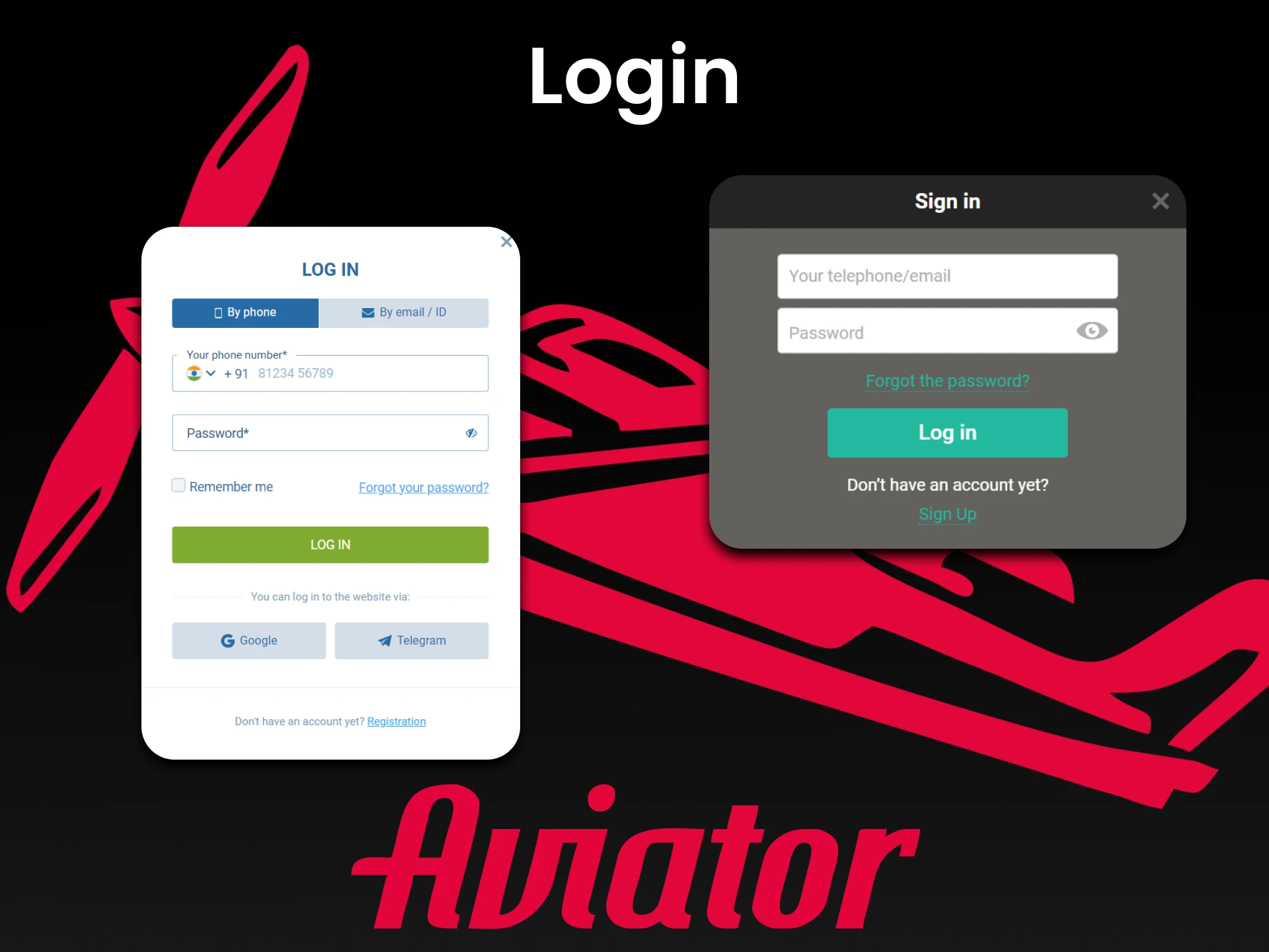 Log in to your account on a convenient service for playing Aviator.