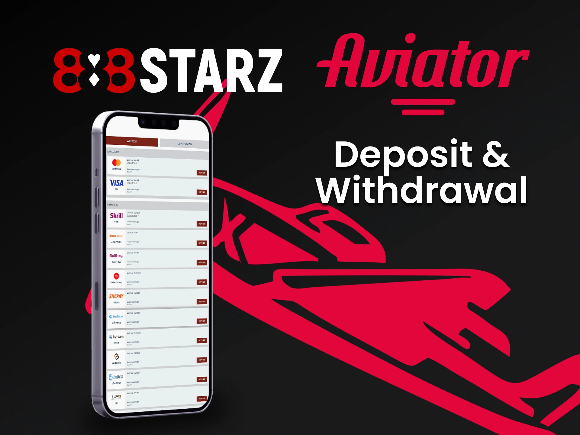 Choose the appropriate transaction method from 888starz.