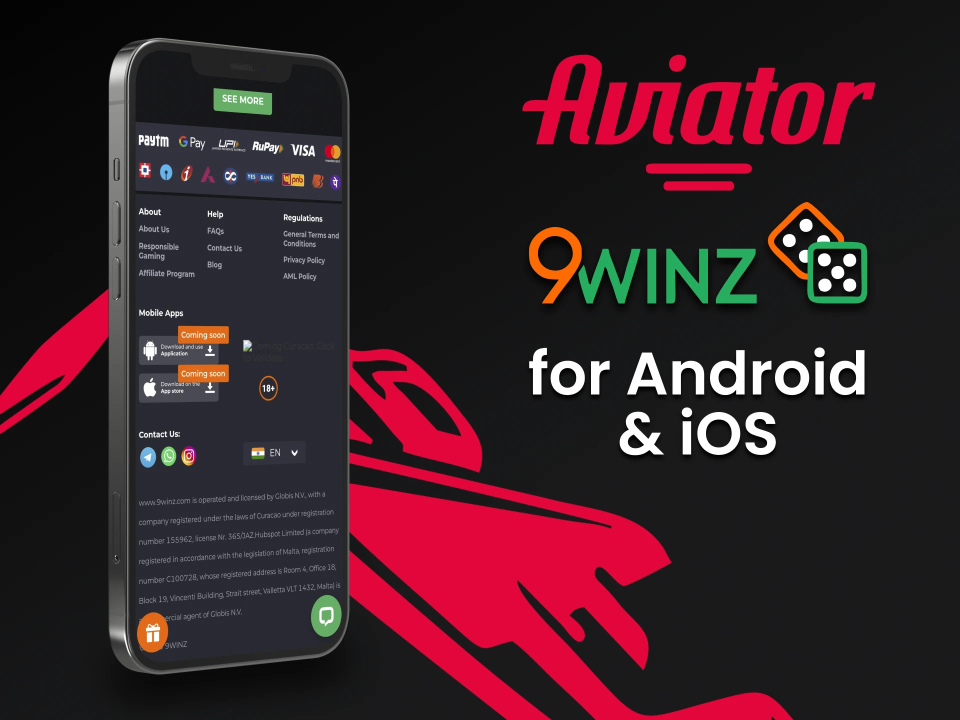 9winz apps for iOS and Android will be available in the near future.