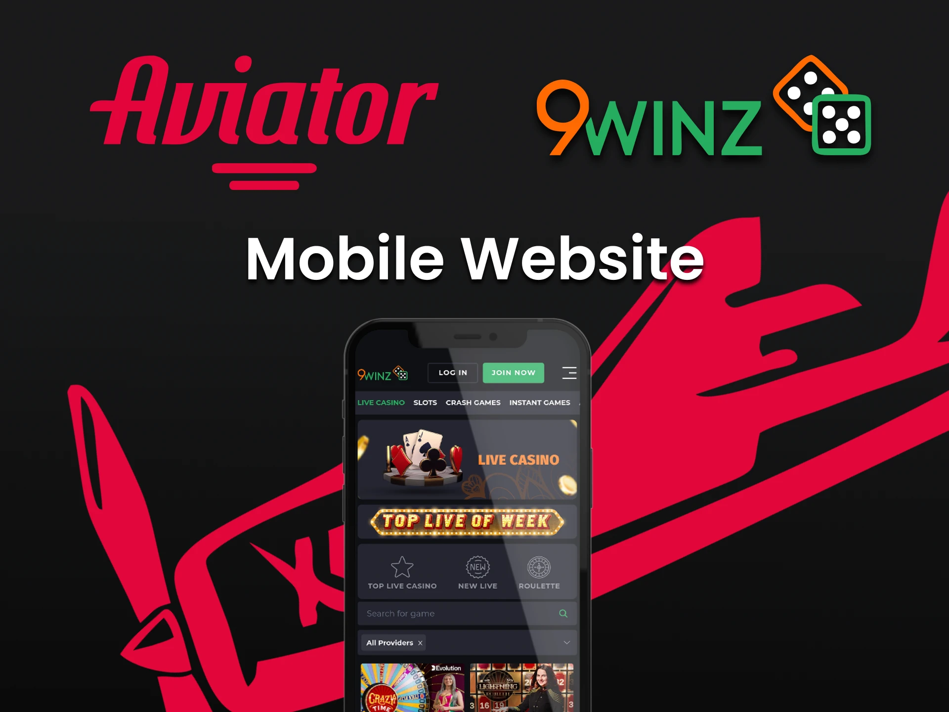 Use 9winz mobile version to play Aviator.