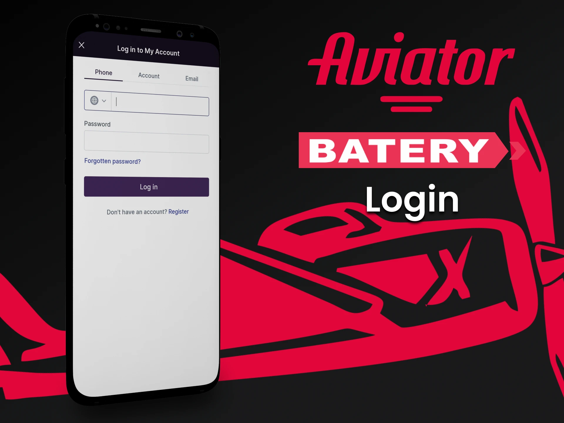 Sign in to your personal Batery account to play Aviator.