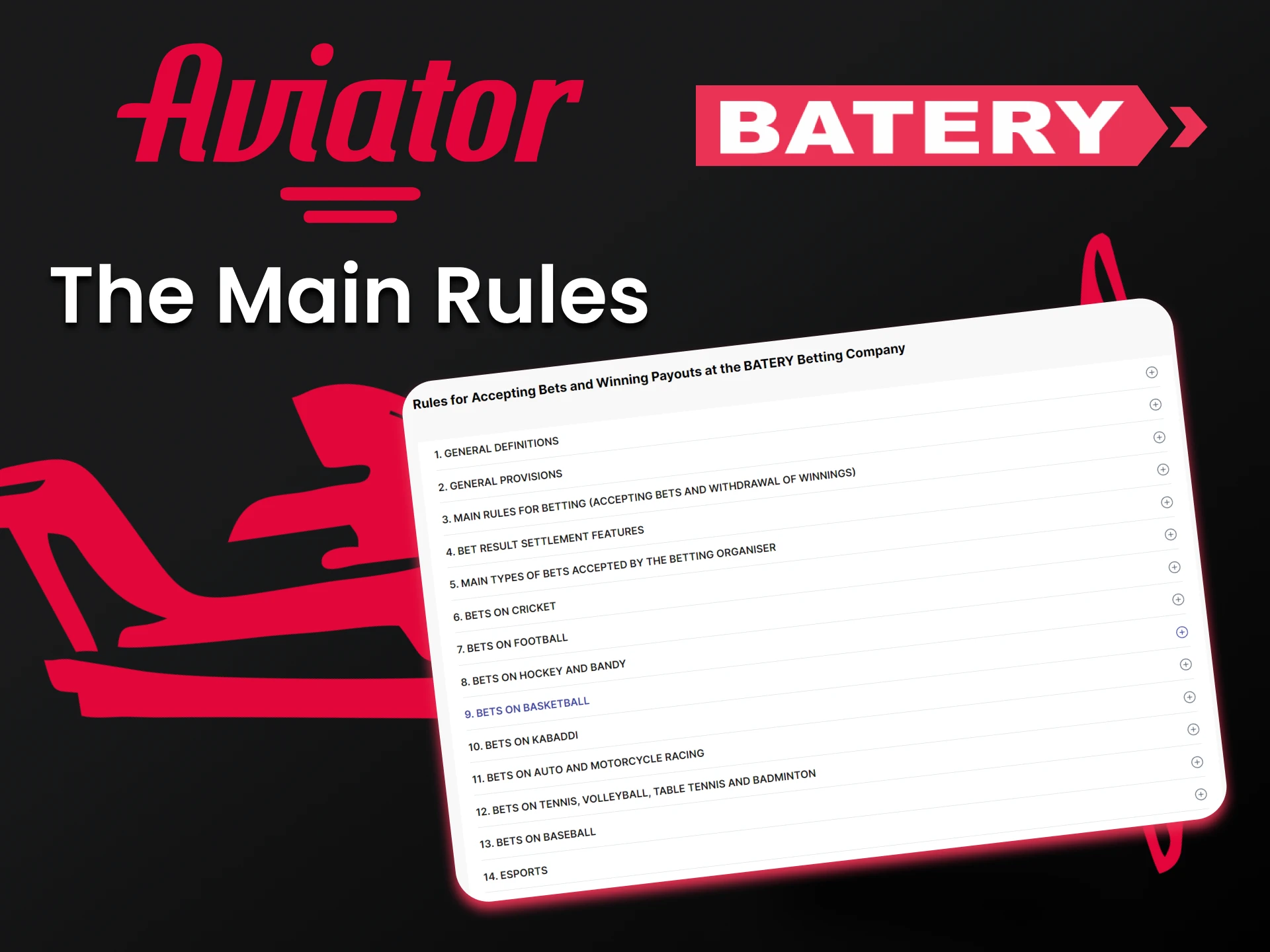 Aprenda as regras para usar o serviço Batery para jogar Aviator.
