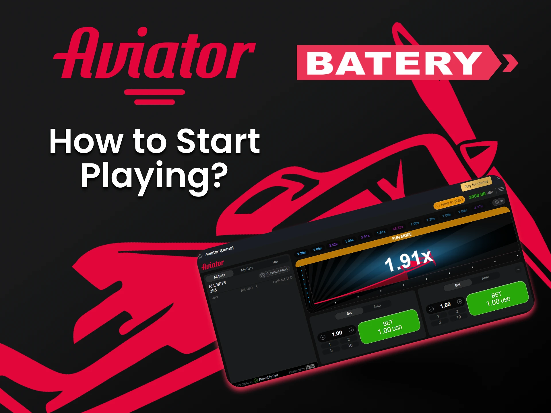 Find out what you need to do to start playing Aviator on Batery.