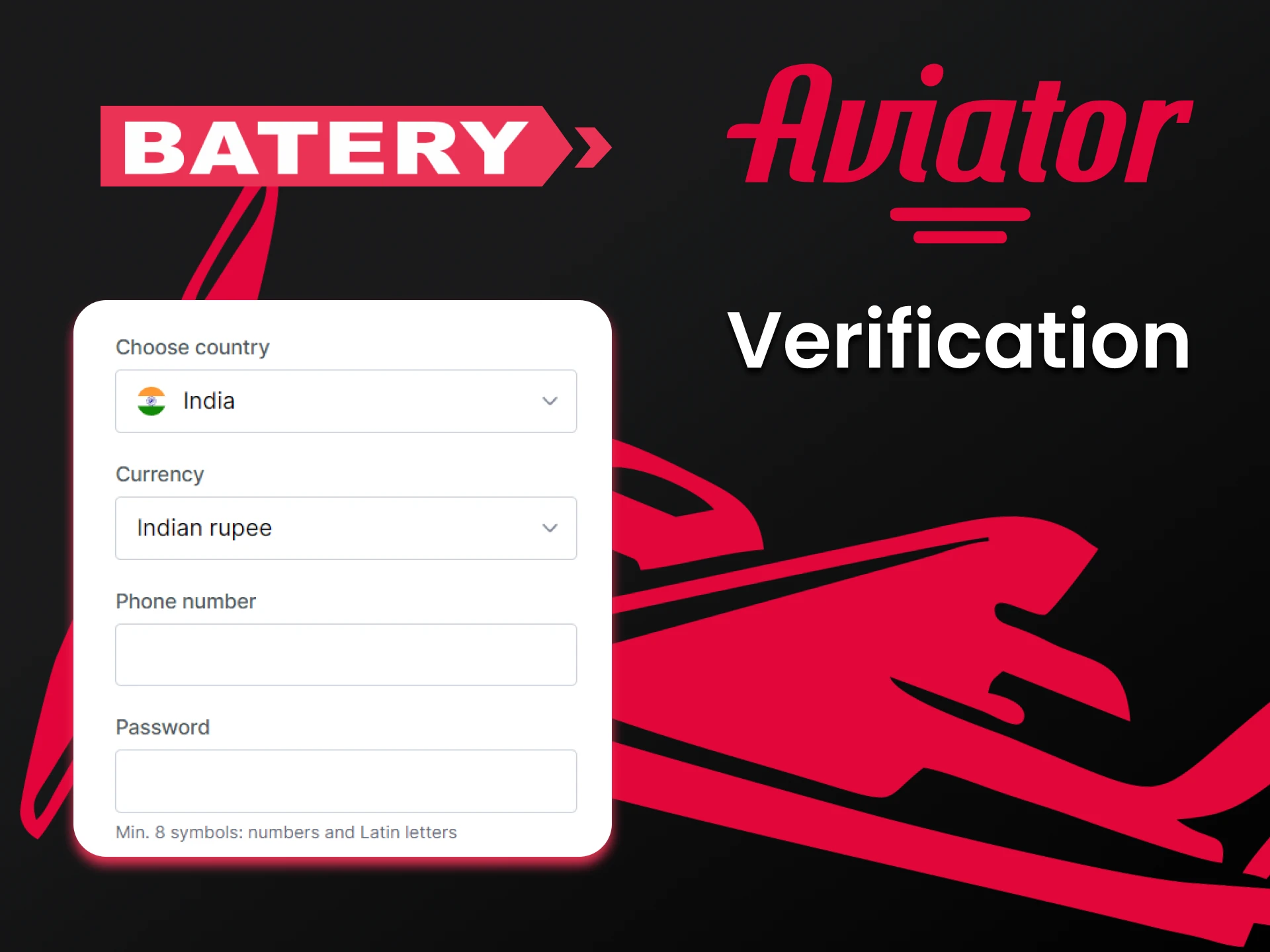 Use your personal details to play Aviator on Batery.